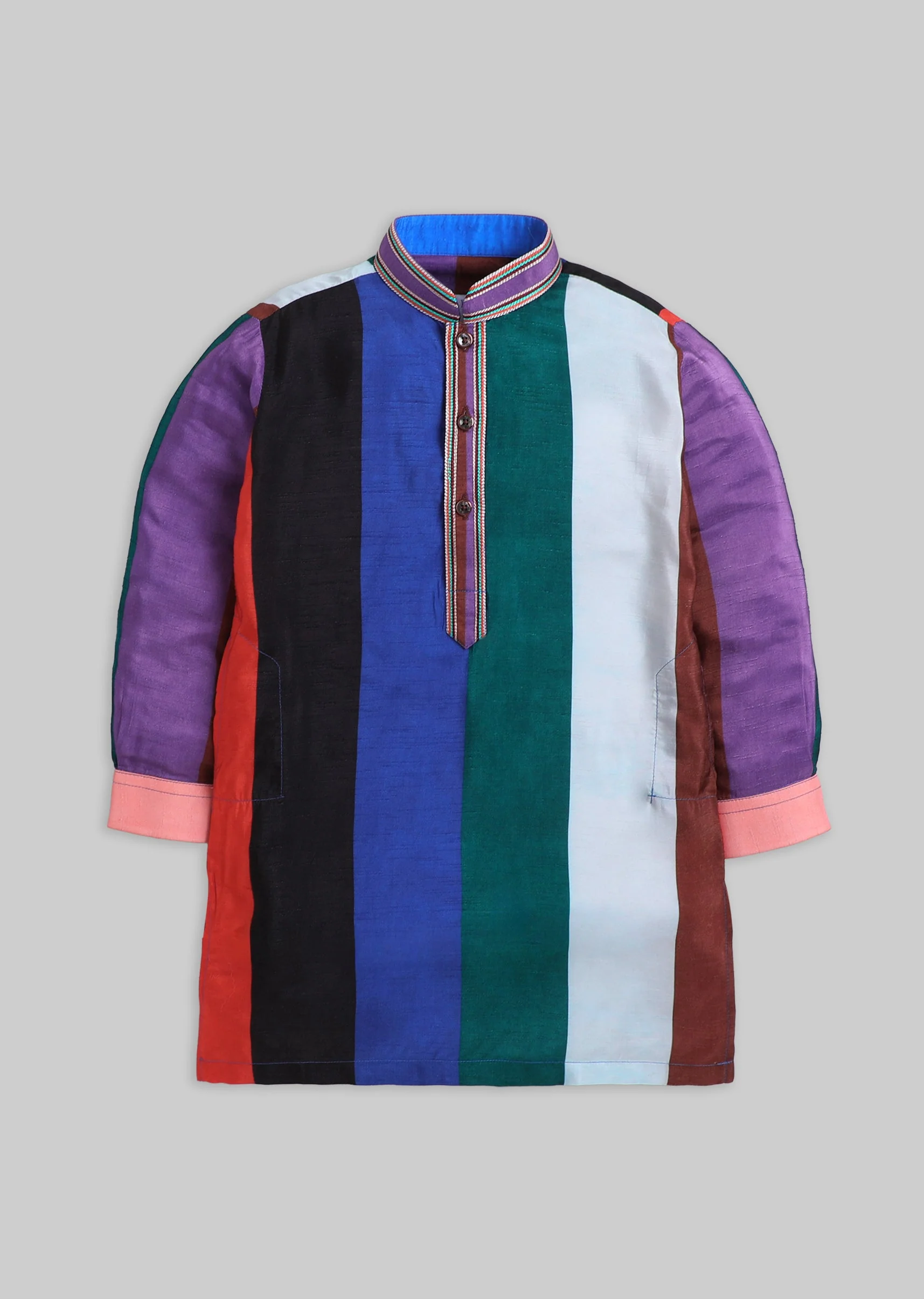 Colour Blocked Kurta Set For Boys - Image 2
