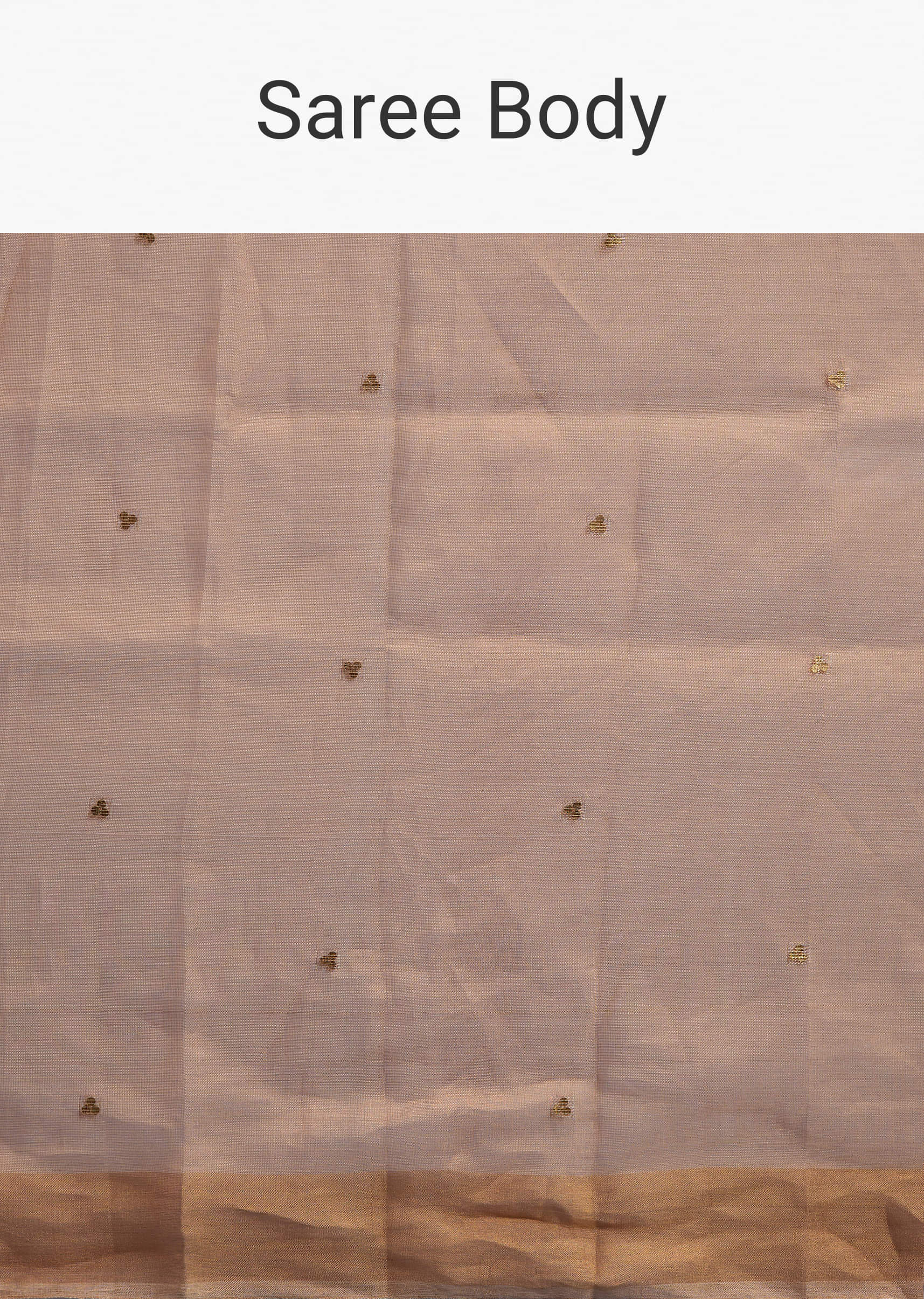 Copper Tissue Organza Woven Saree With Golden Zari Work - Image 9