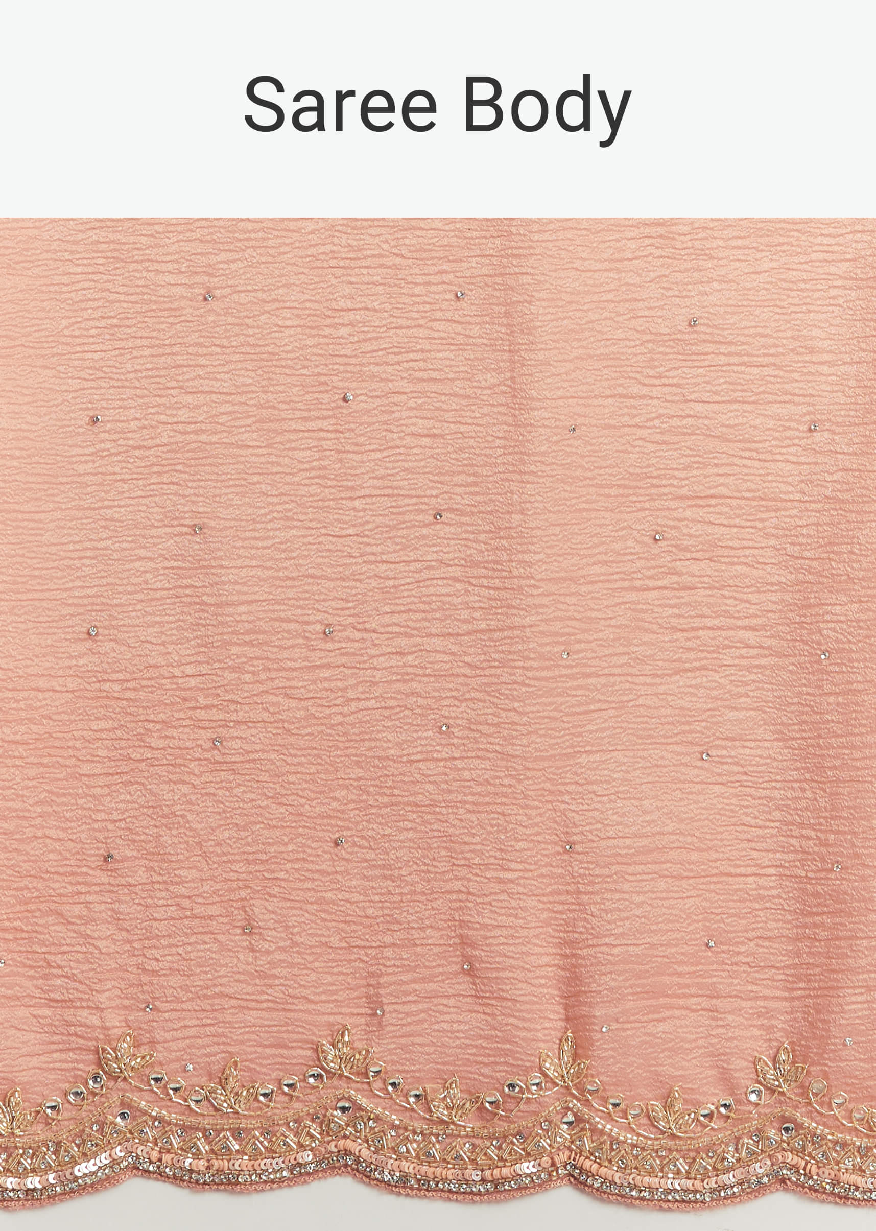 Copper Tissue Saree With Scallop Border And Sequin Embroidery - Image 8