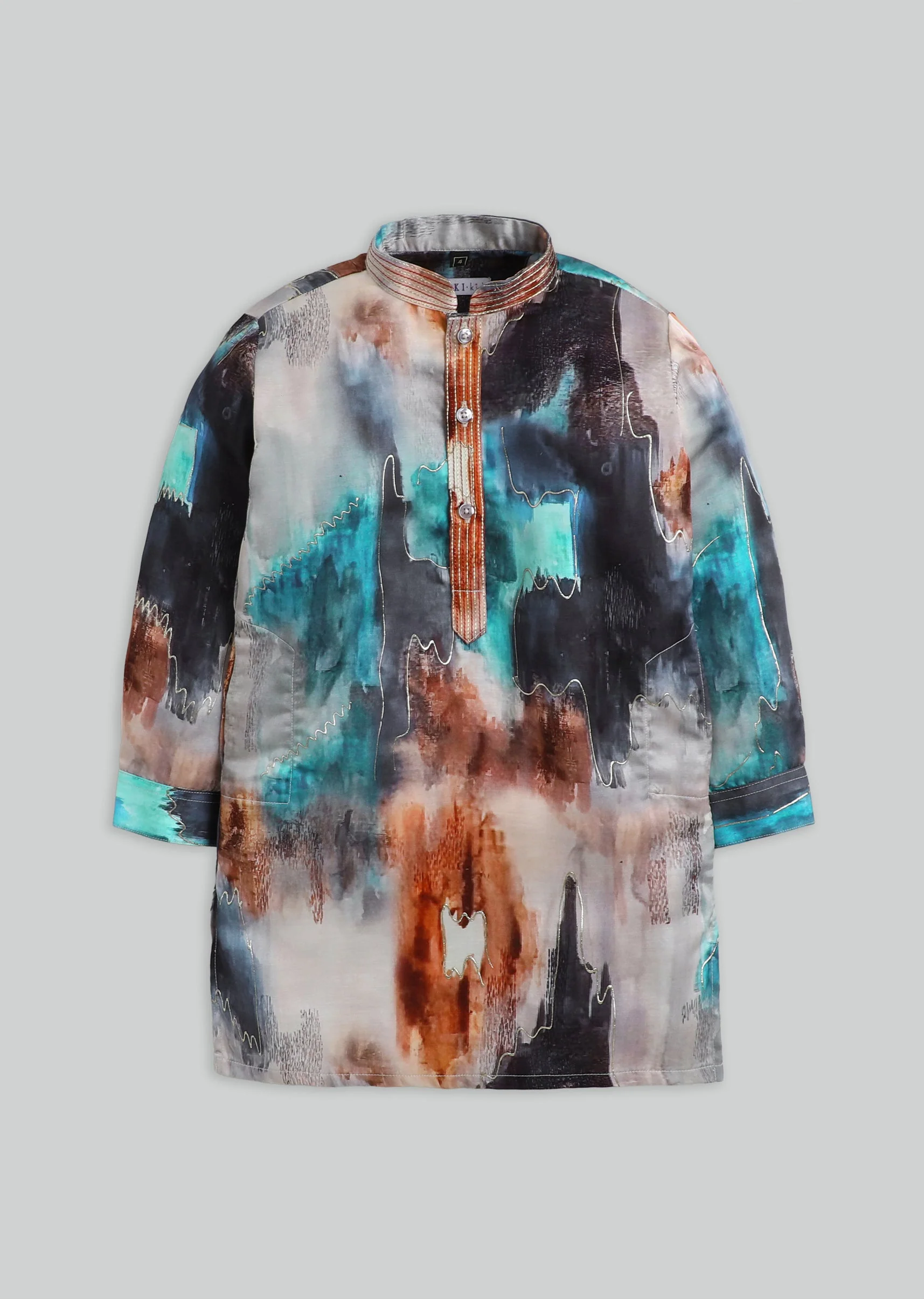 Cotton Abstract Kurta Set For Boys - Image 2