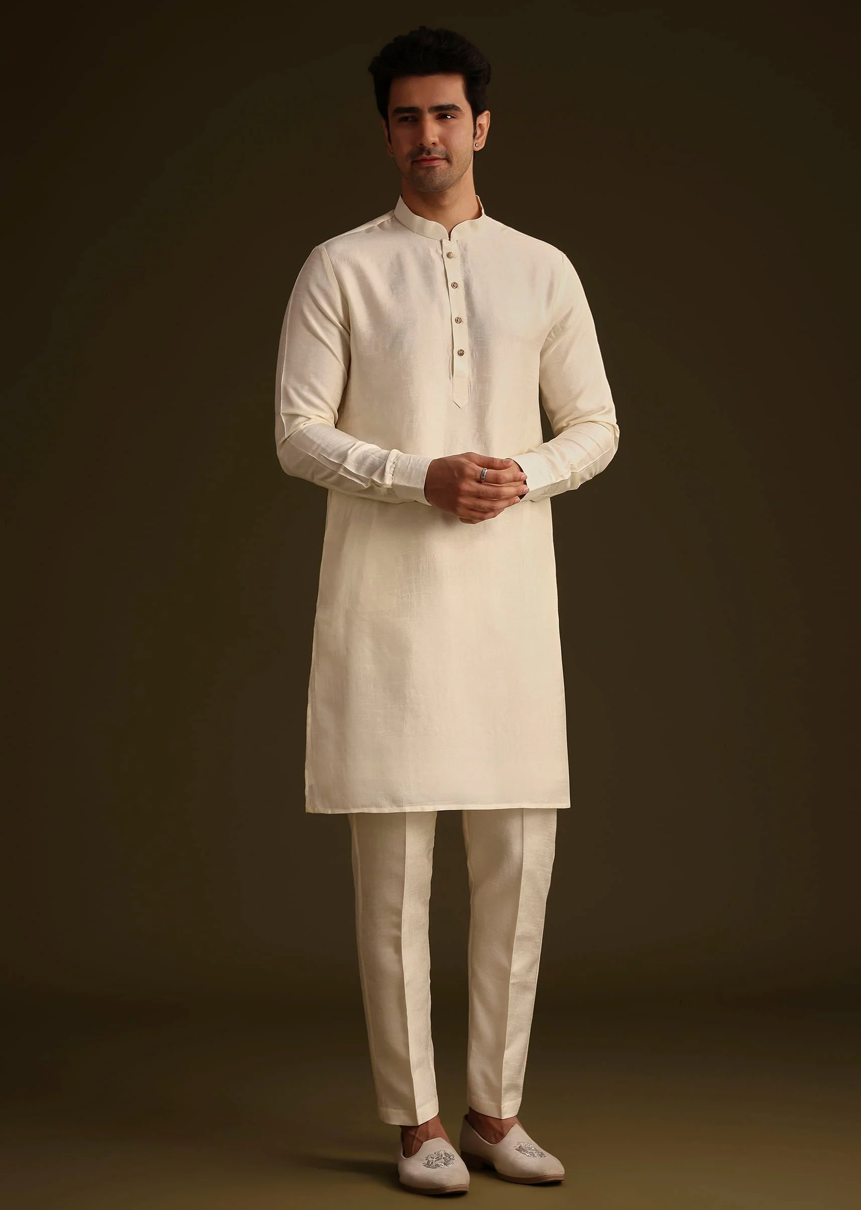 Cream And Blue Silk Jacket Set - Image 6