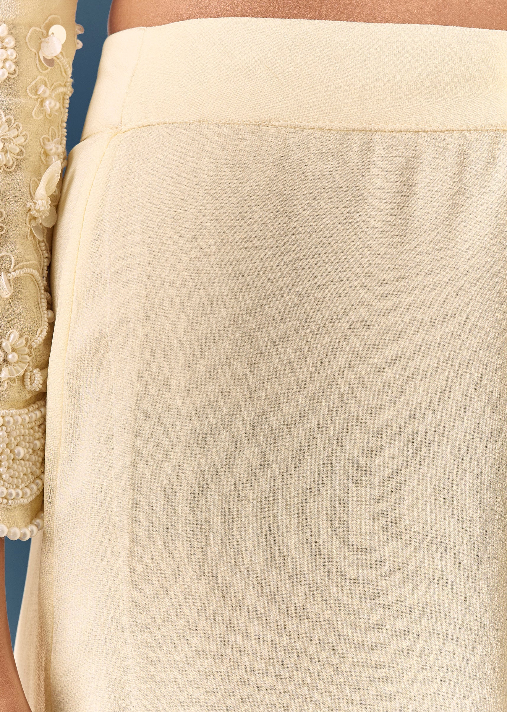 Cream Beaded Peplum Kurta Sharara Set With Dupatta - Image 6