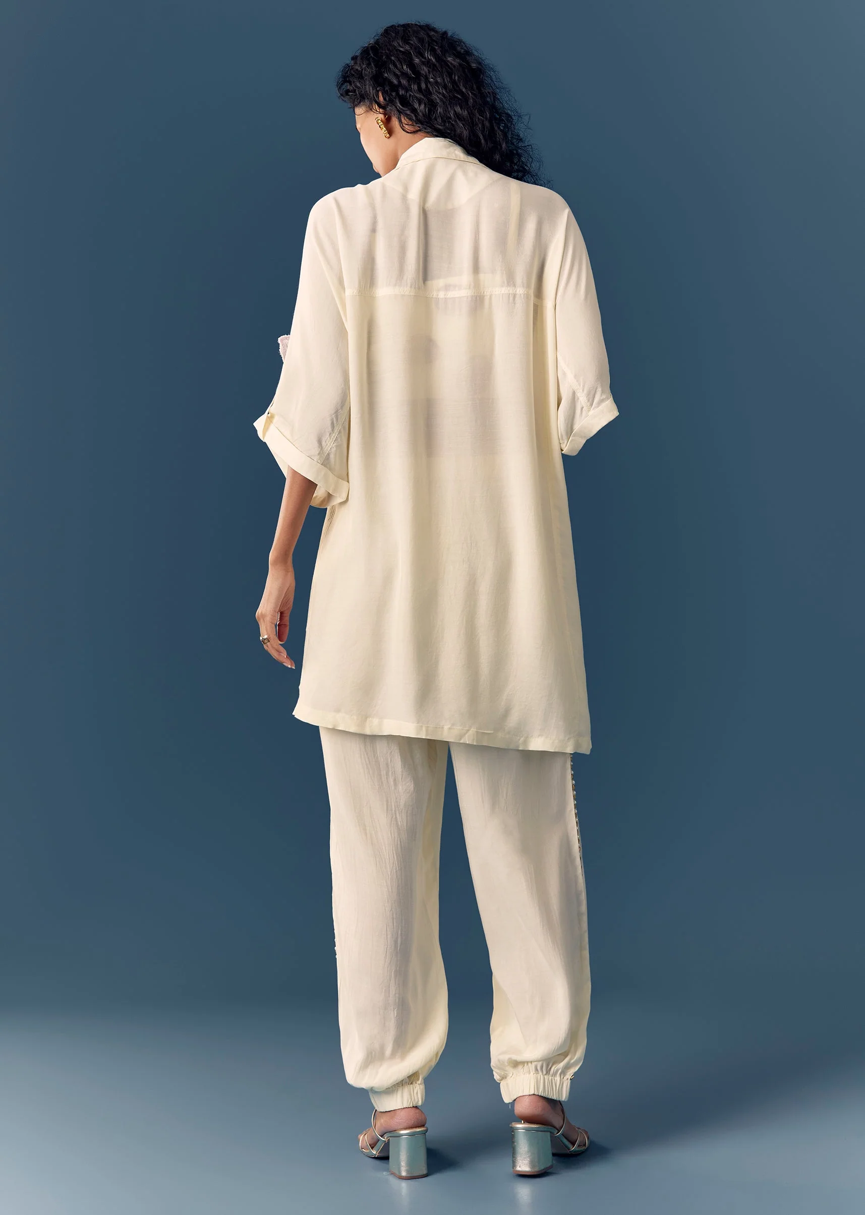 Cream Embellished Shirt Co ord Set - Image 5