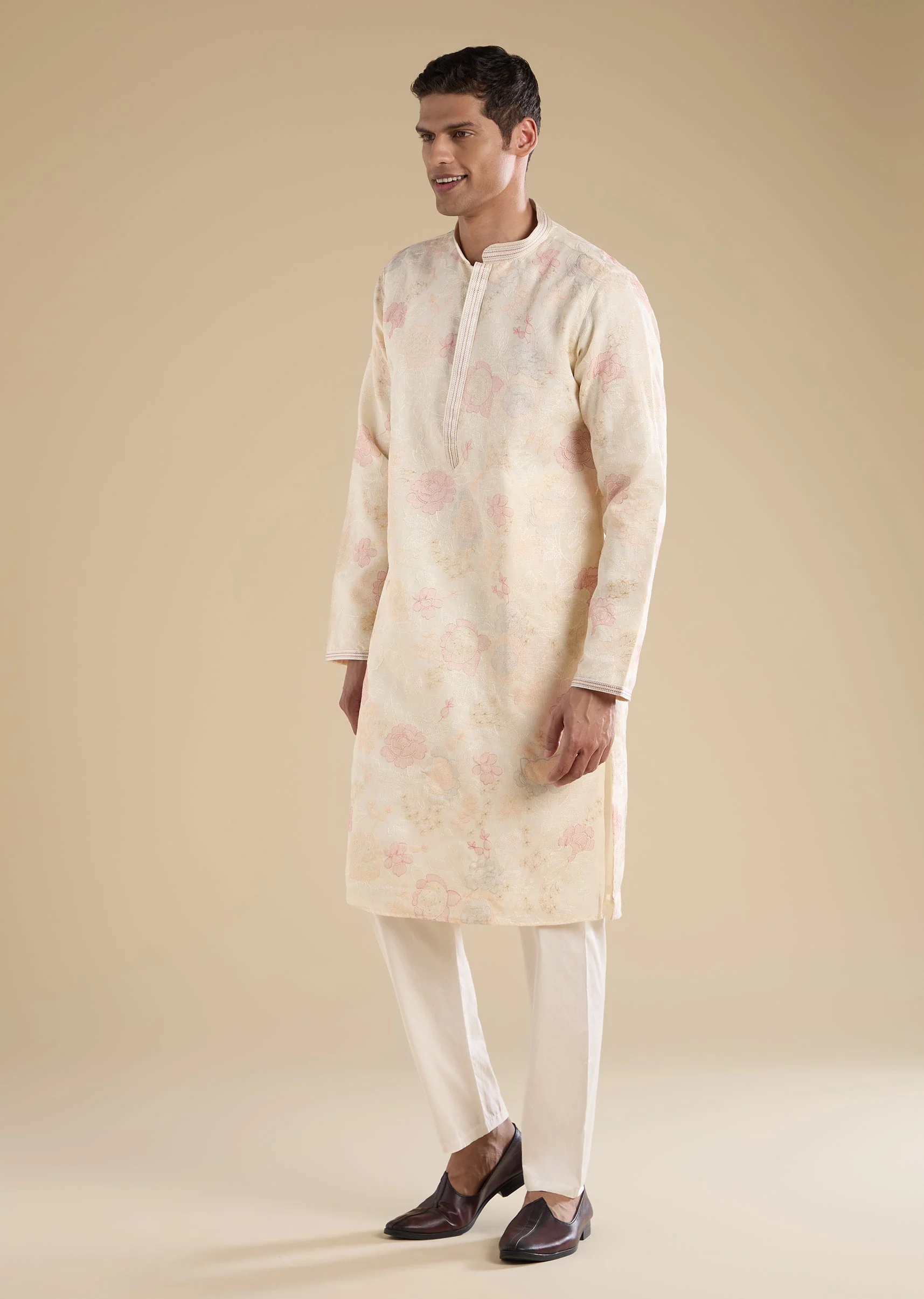Cream Minimal Kurta Set