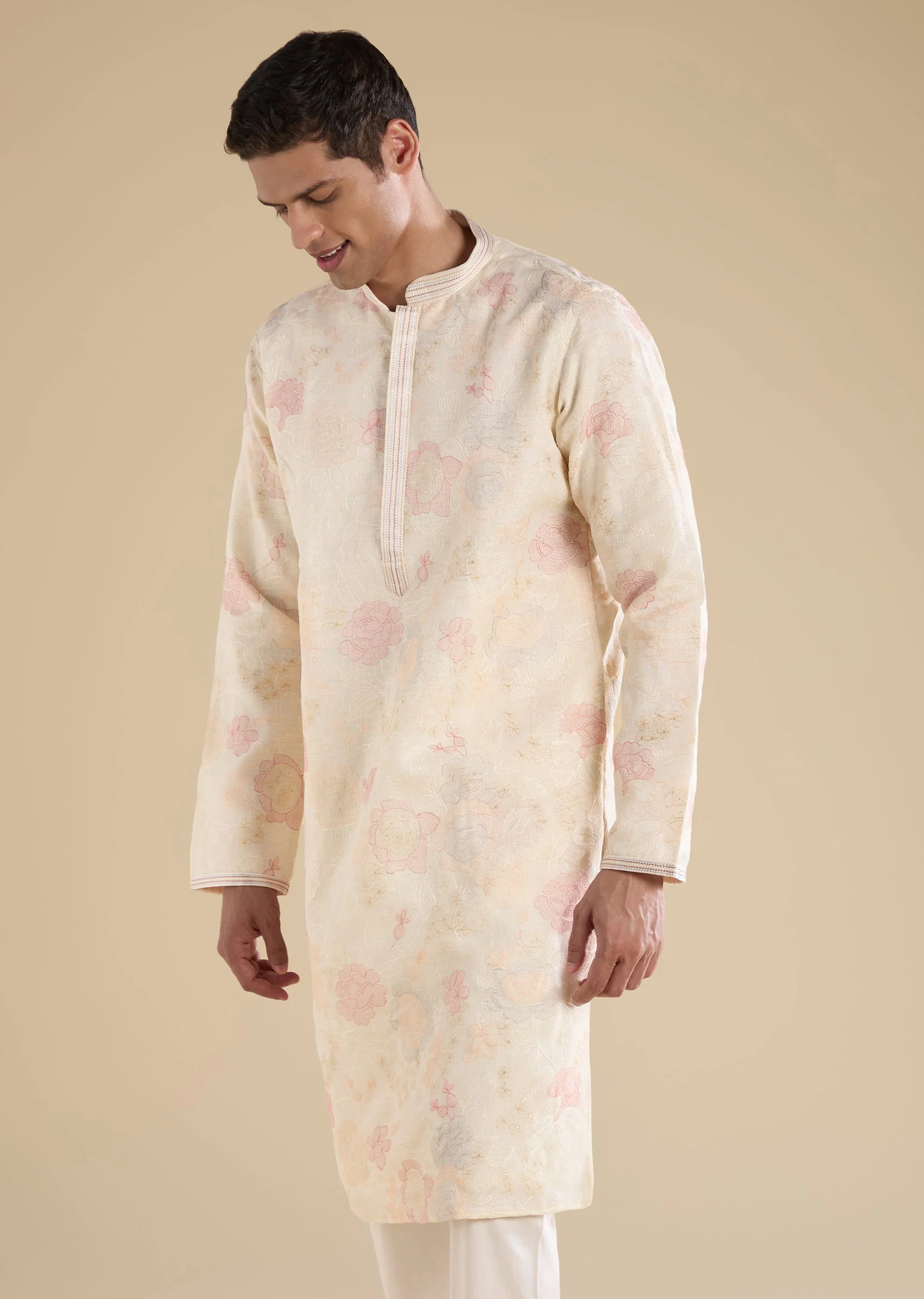 Cream Minimal Kurta Set - Image 4