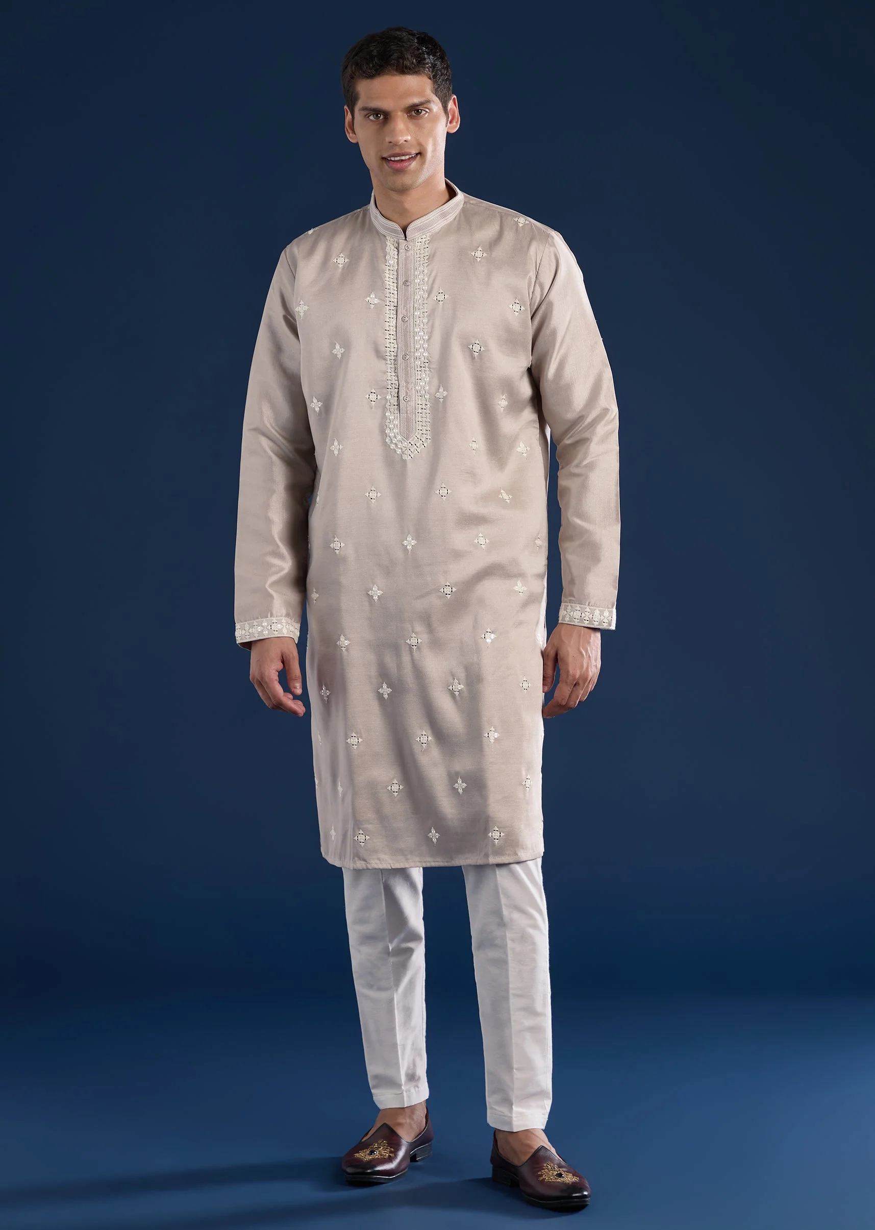 Cream Mirror Kurta Set