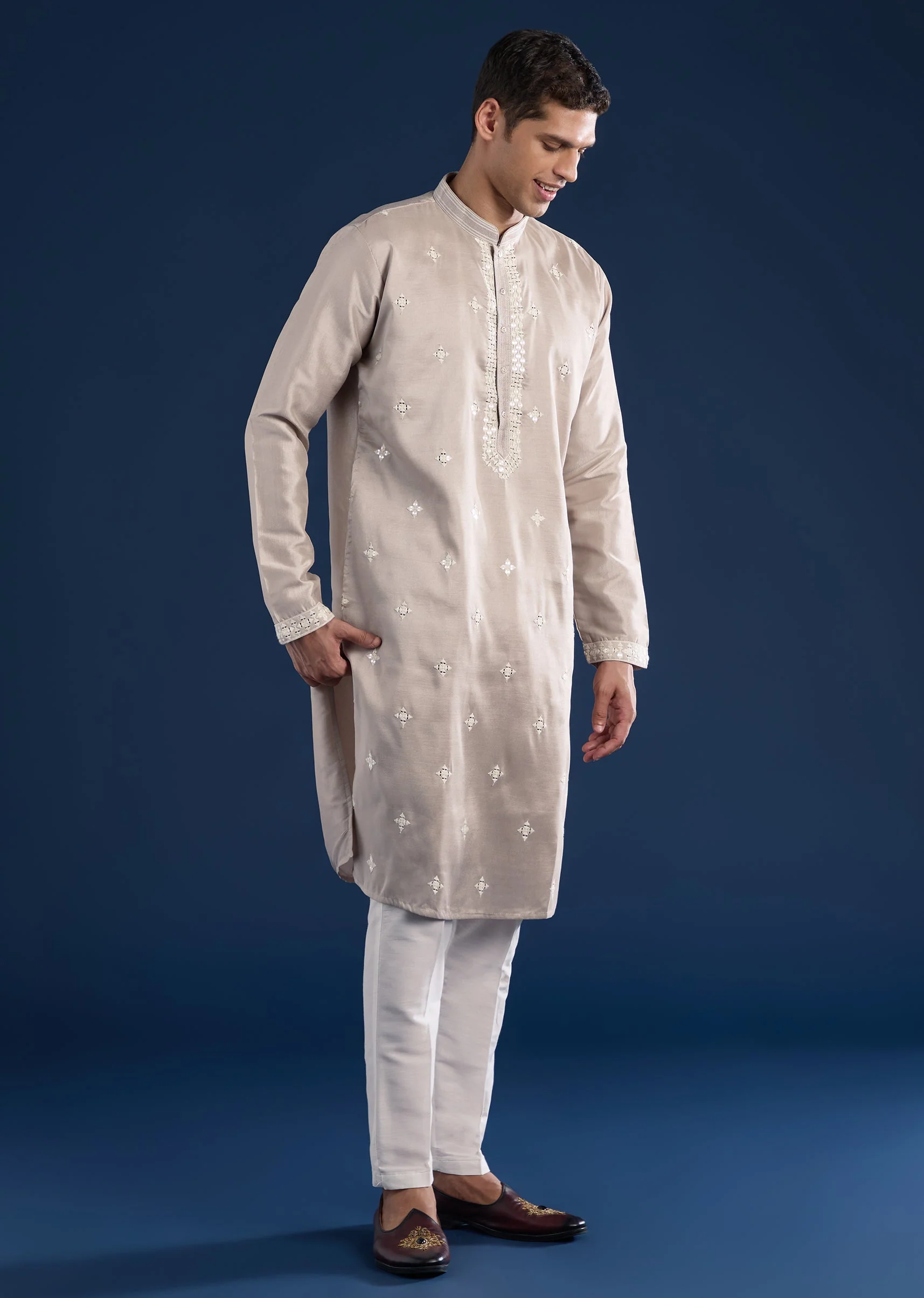Cream Mirror Kurta Set - Image 3