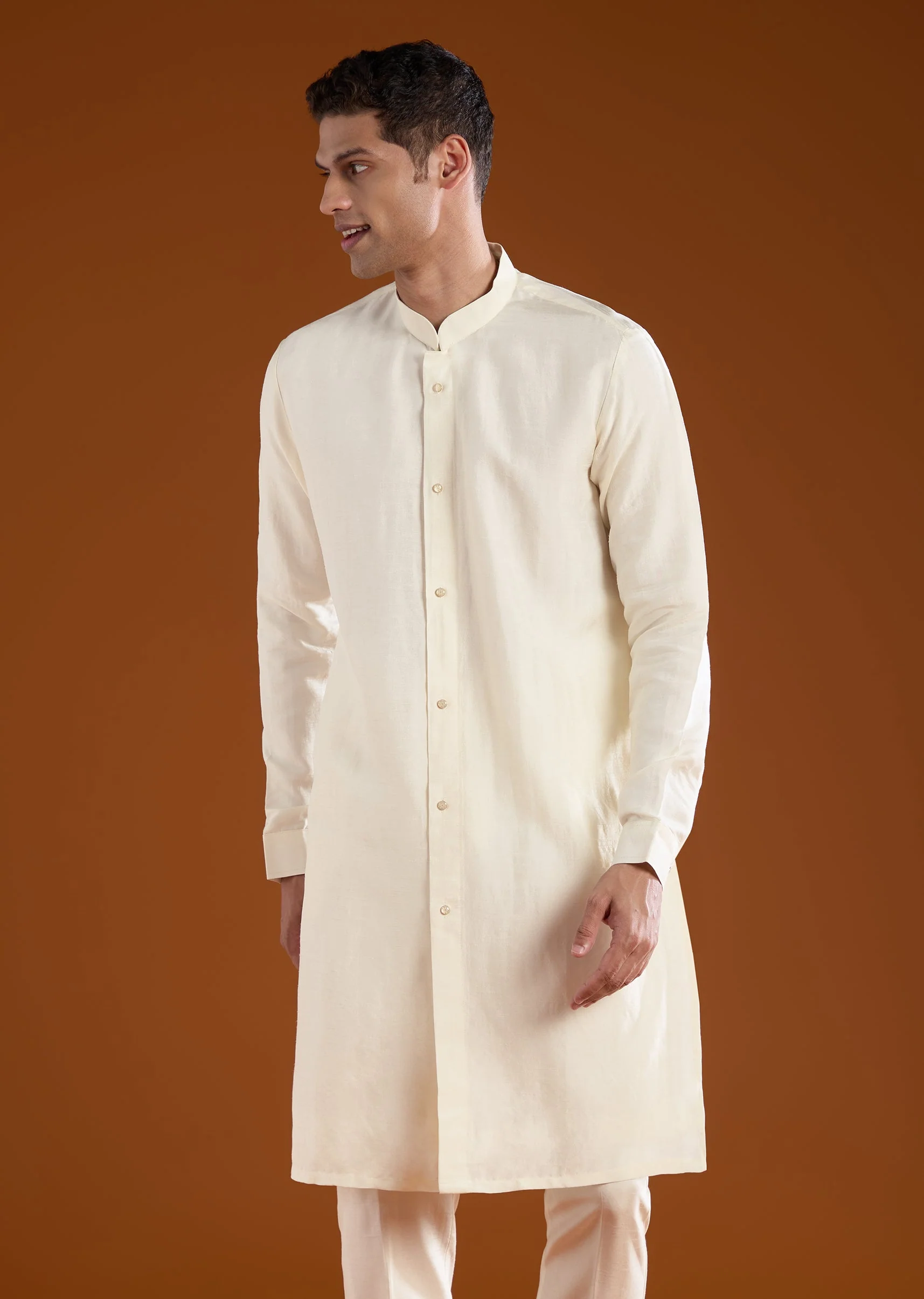 Cream Patchwork Jacket and Kurta Set - Image 7