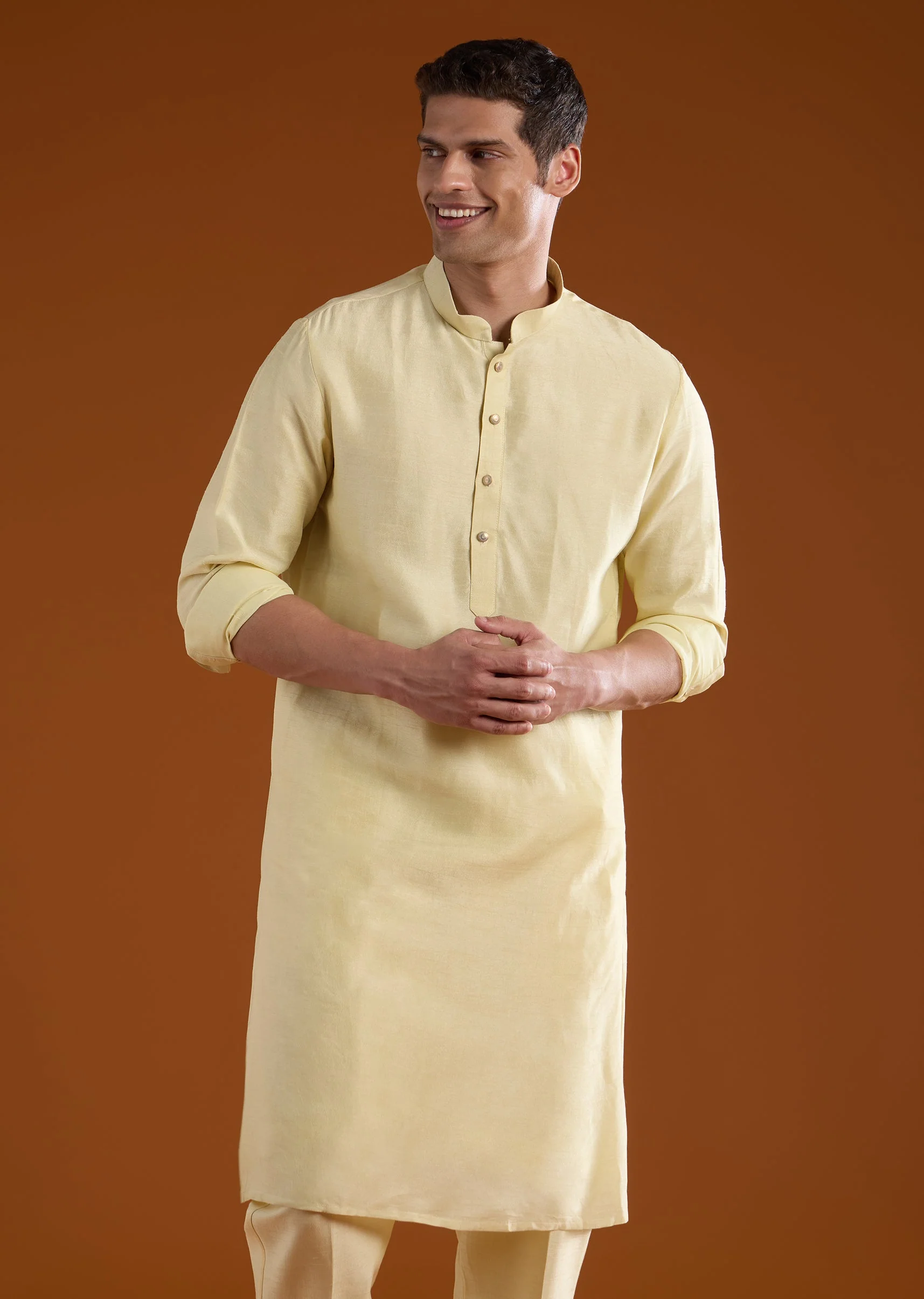 Cream Silk Jacket Kurta Set with Thread Work - Image 6