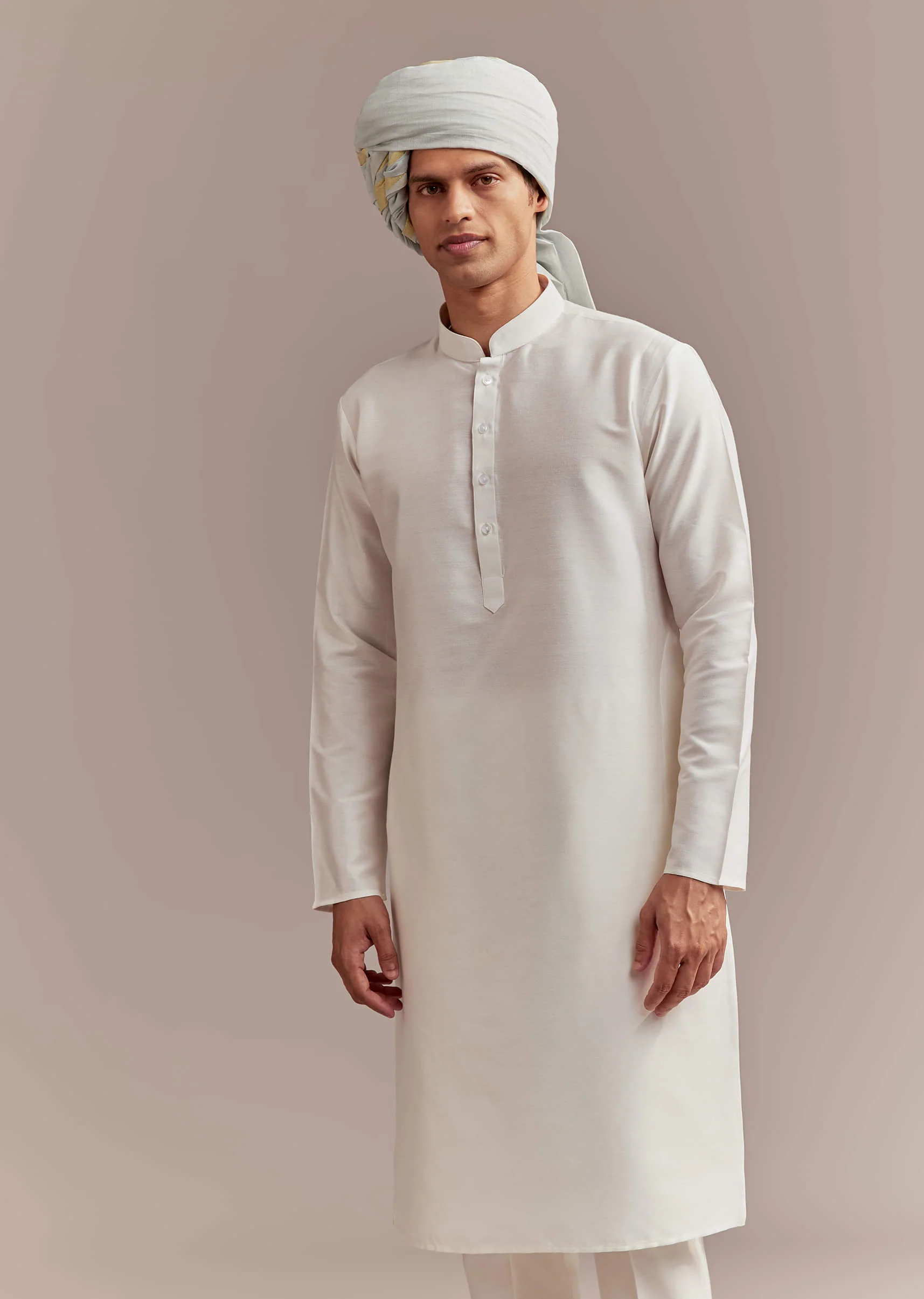 Cream Silk Sherwani For Groom With Handcrafted Embroidery - Image 7