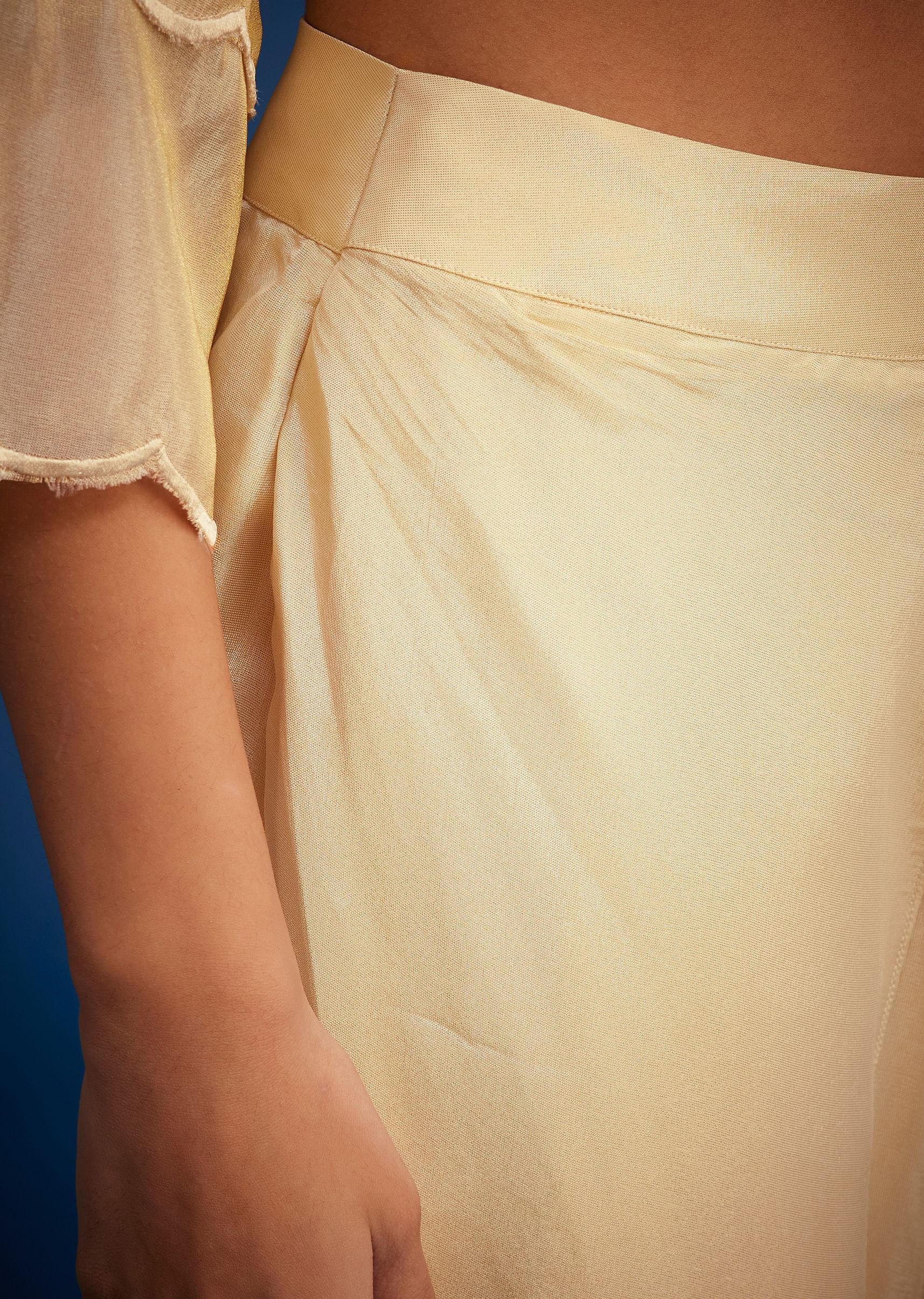 Cream Tissue Embroidered Dhoti Set - Image 7