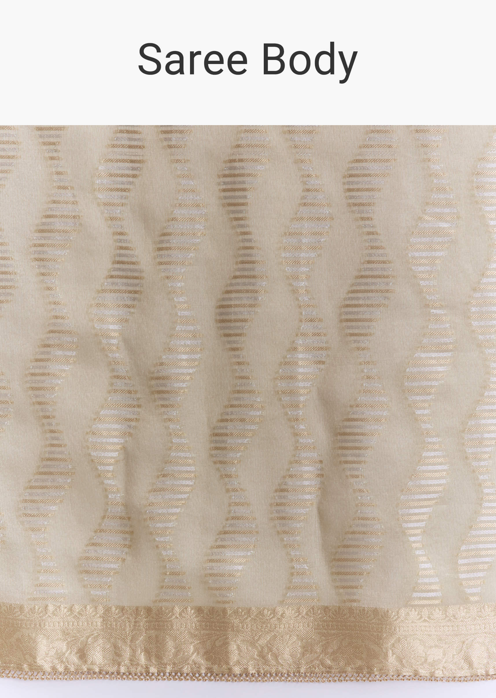 Cream Tissue Saree With Subtle Weave And Zari Border - Image 9