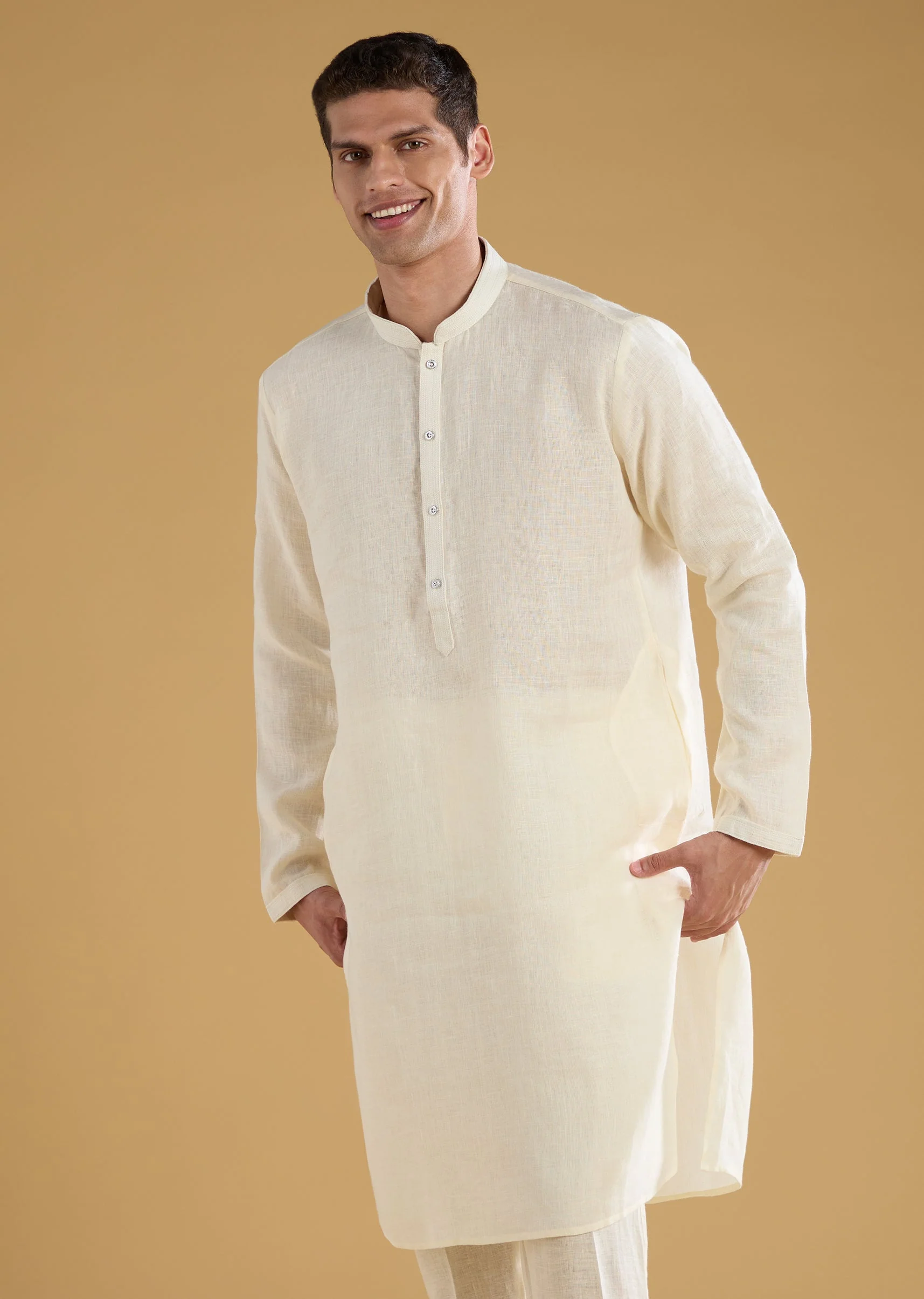 Cream Viscose Embroidered Jacket and Kurta Set - Image 6