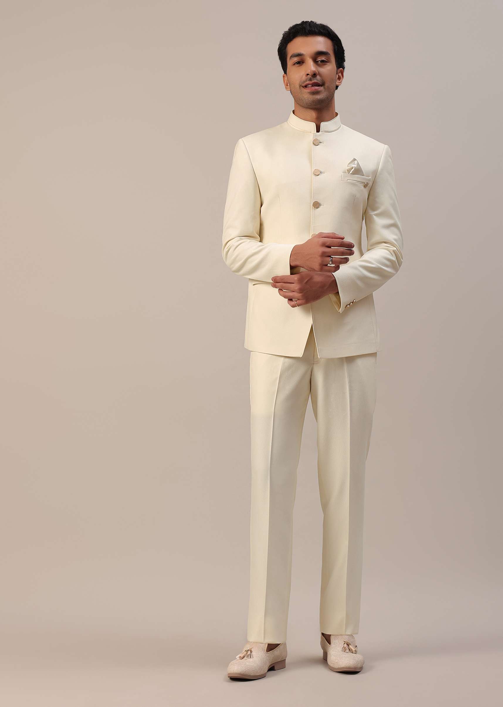 Cream White Terry Rayon Jodhpuri - Image 2