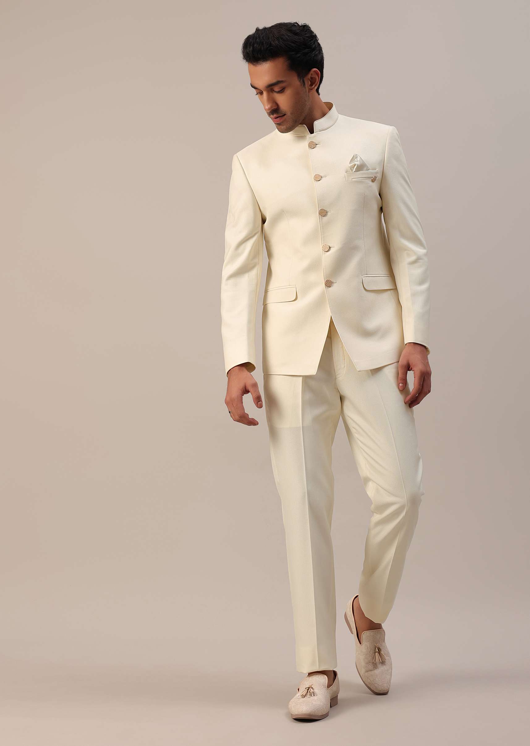 Cream White Terry Rayon Jodhpuri - Image 4