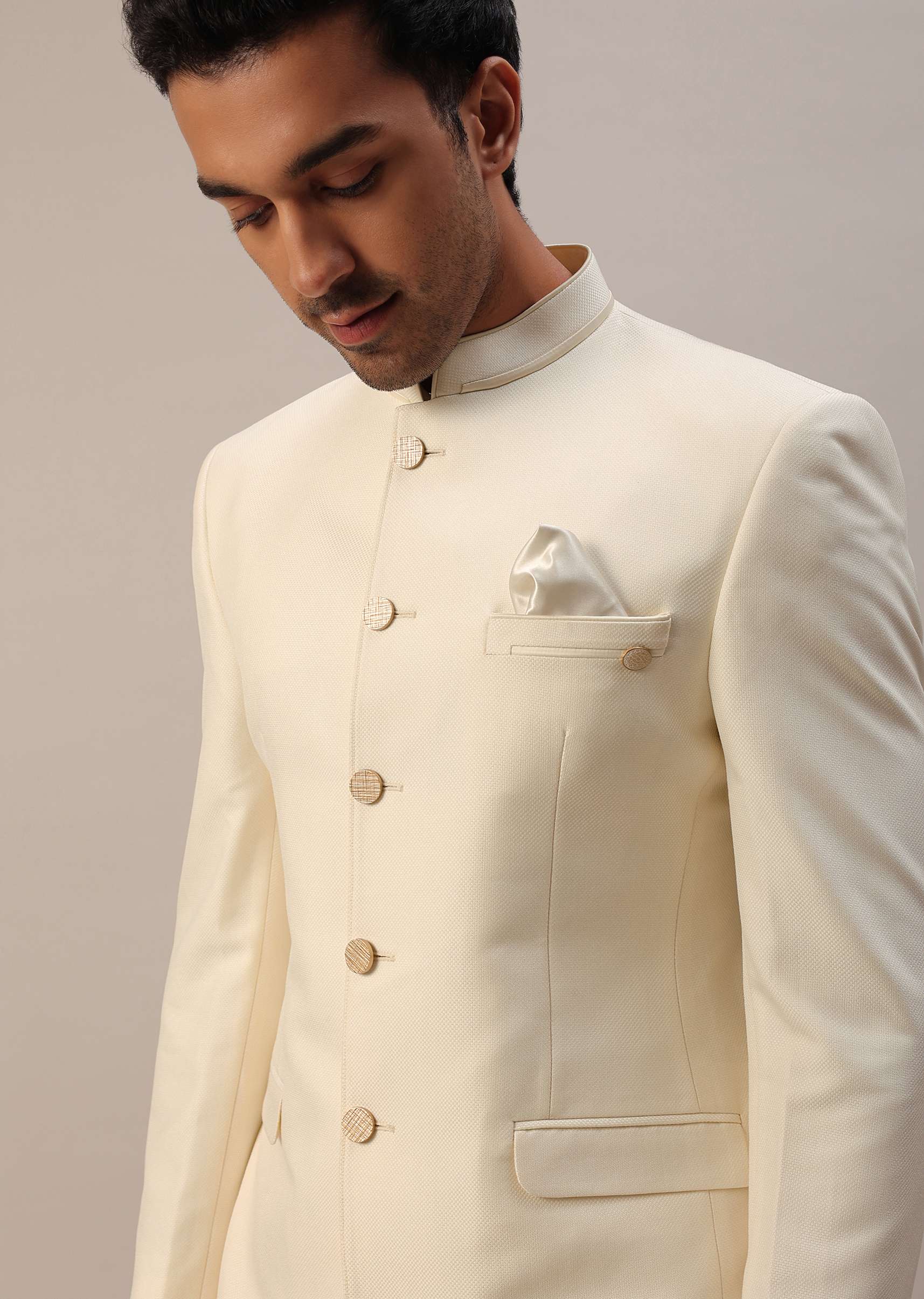 Cream White Terry Rayon Jodhpuri - Image 7