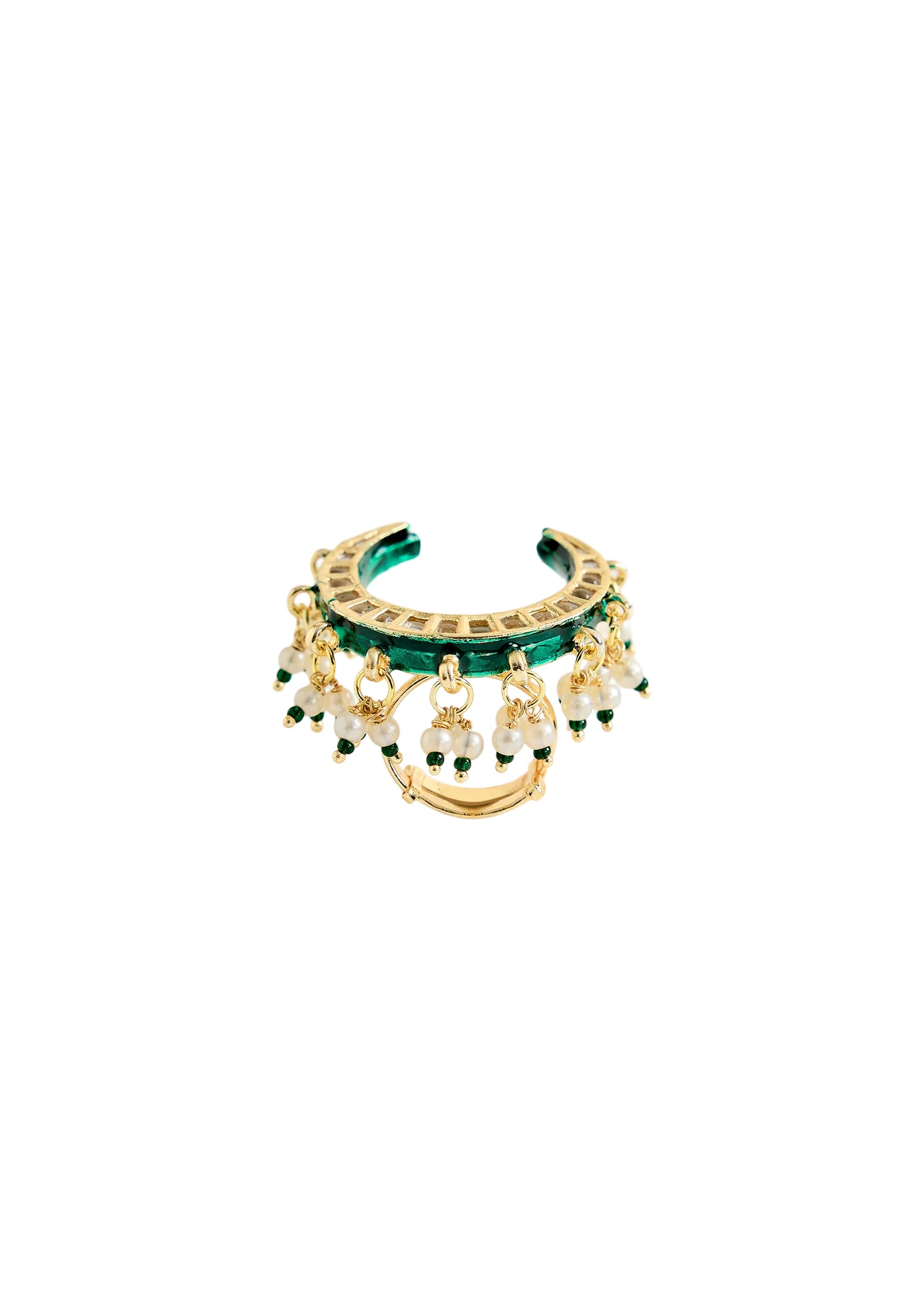 Crescent Kundan Statement Ring