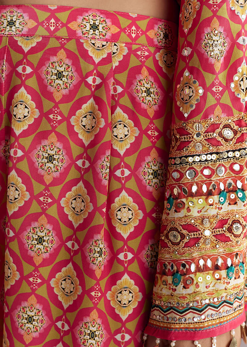 Crimson Red Printed Palazzo Suit Set - Image 6
