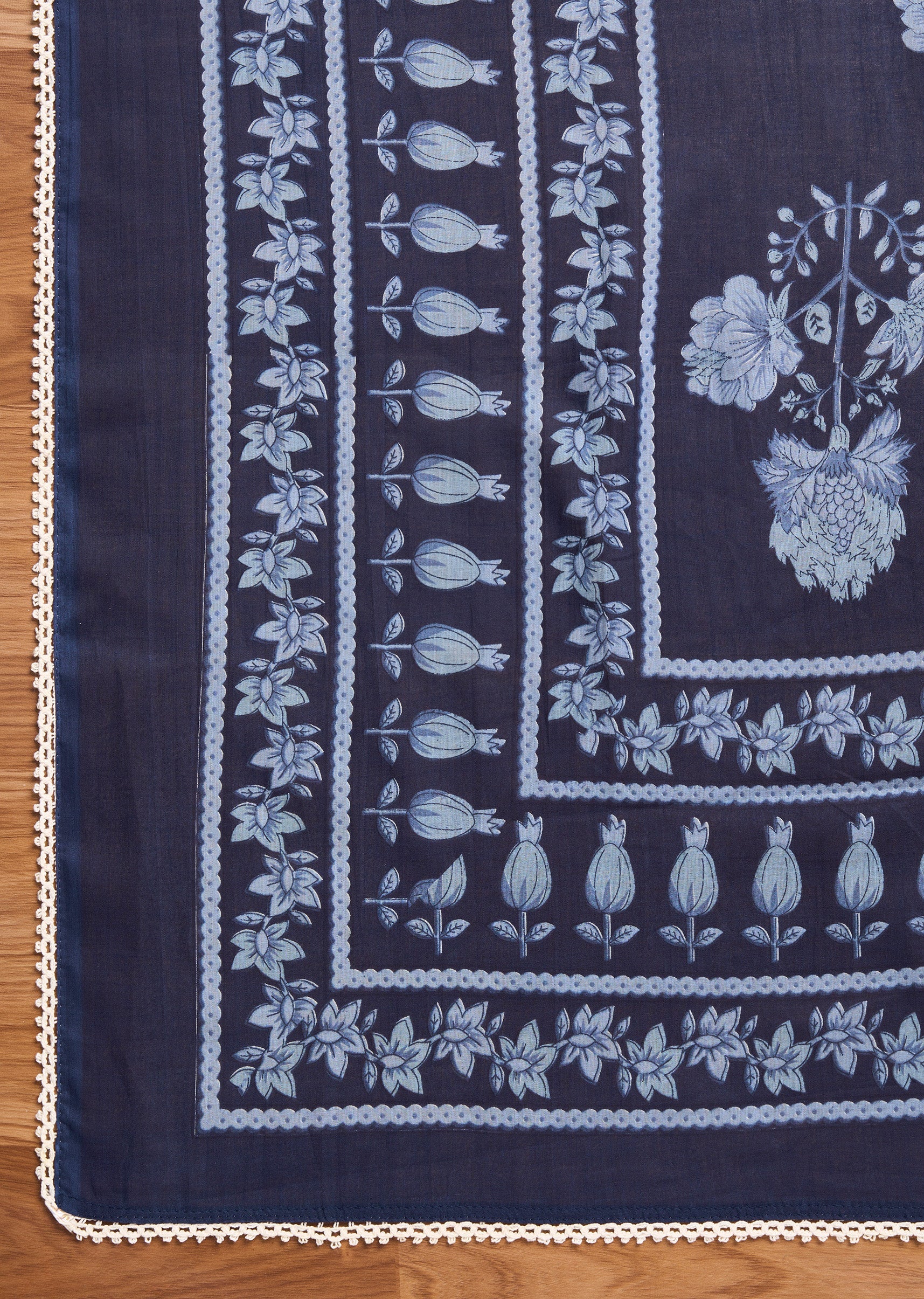 Dark Blue Cotton Printed Unstitched Suit Set - Image 4