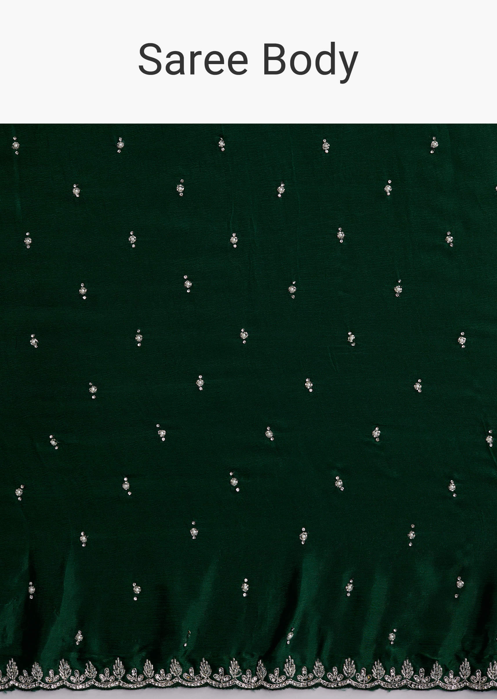 Dark Green Chinon Embroidered Saree With Intricate Hand Embroidery - Image 10