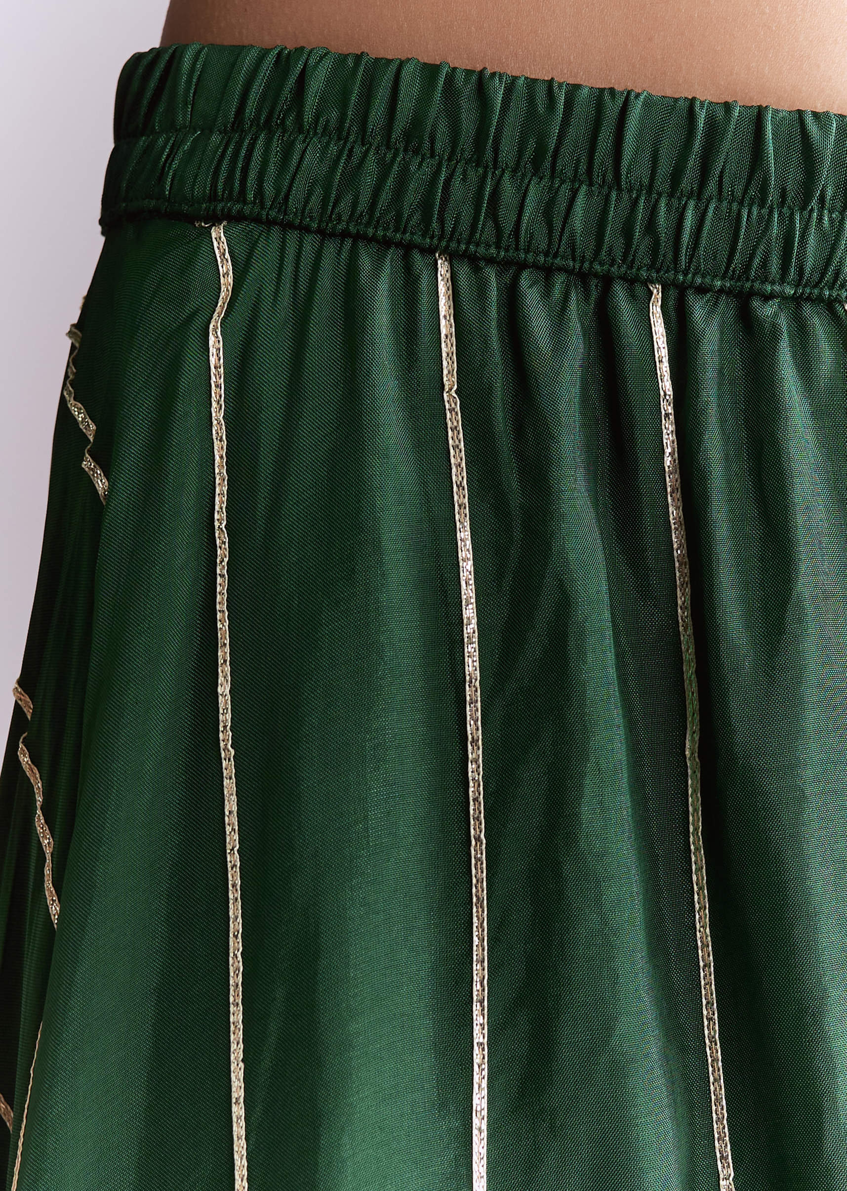 Dark Green Silk Palazzo Suit With Gota Work - Image 6