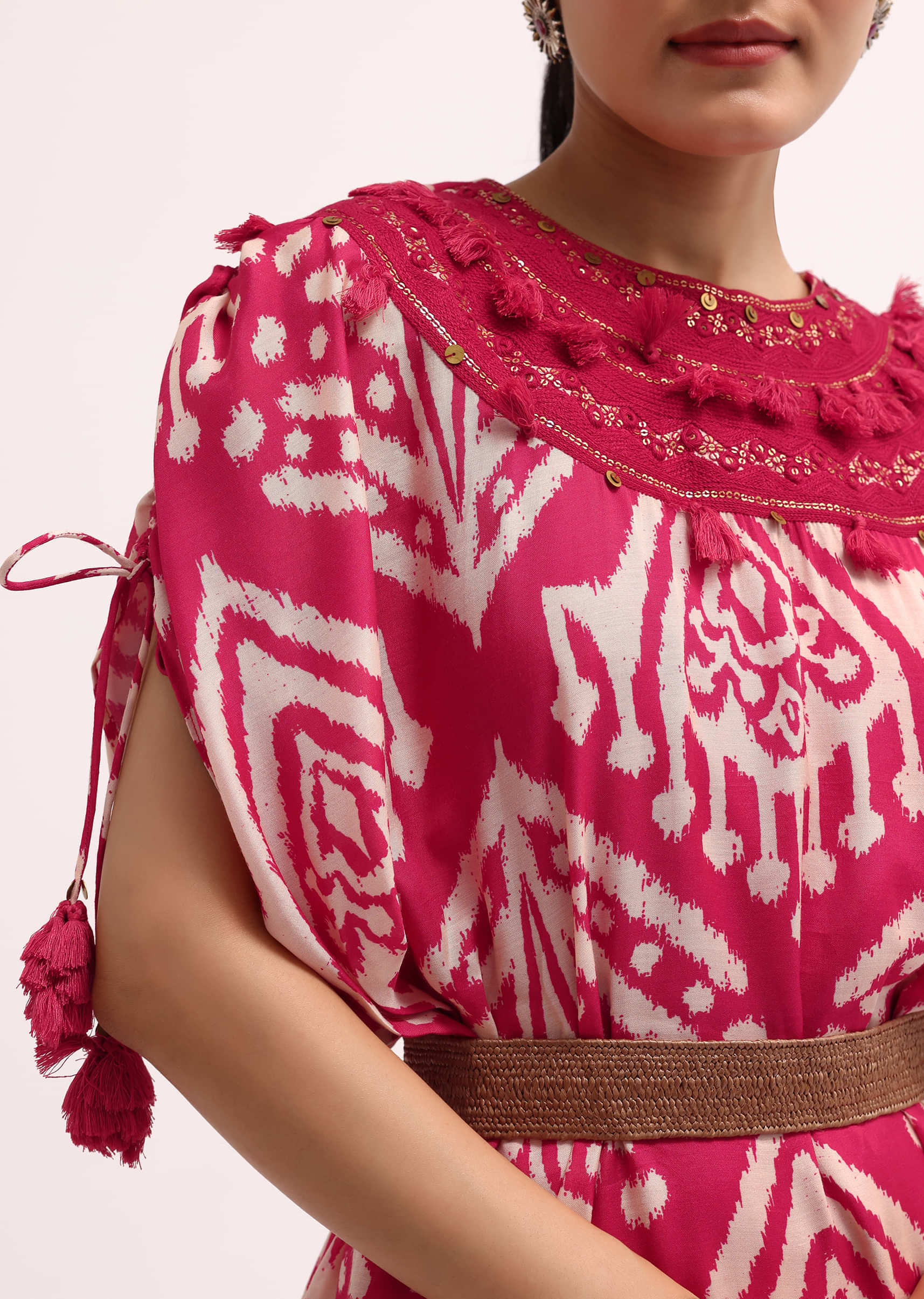 Dark Pink Printed Cotton Kurta Pant - Image 2
