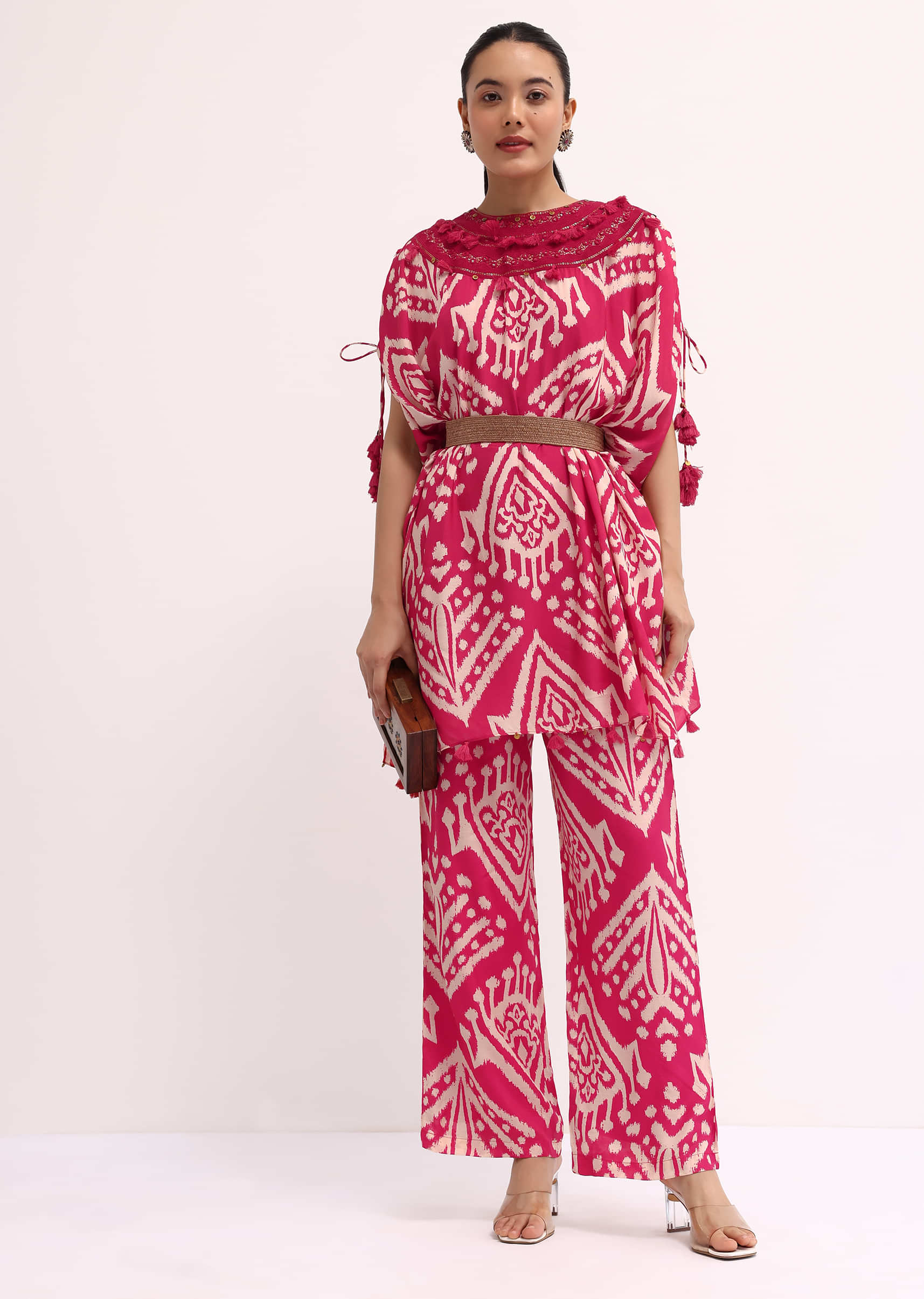 Dark Pink Printed Cotton Kurta Pant - Image 3
