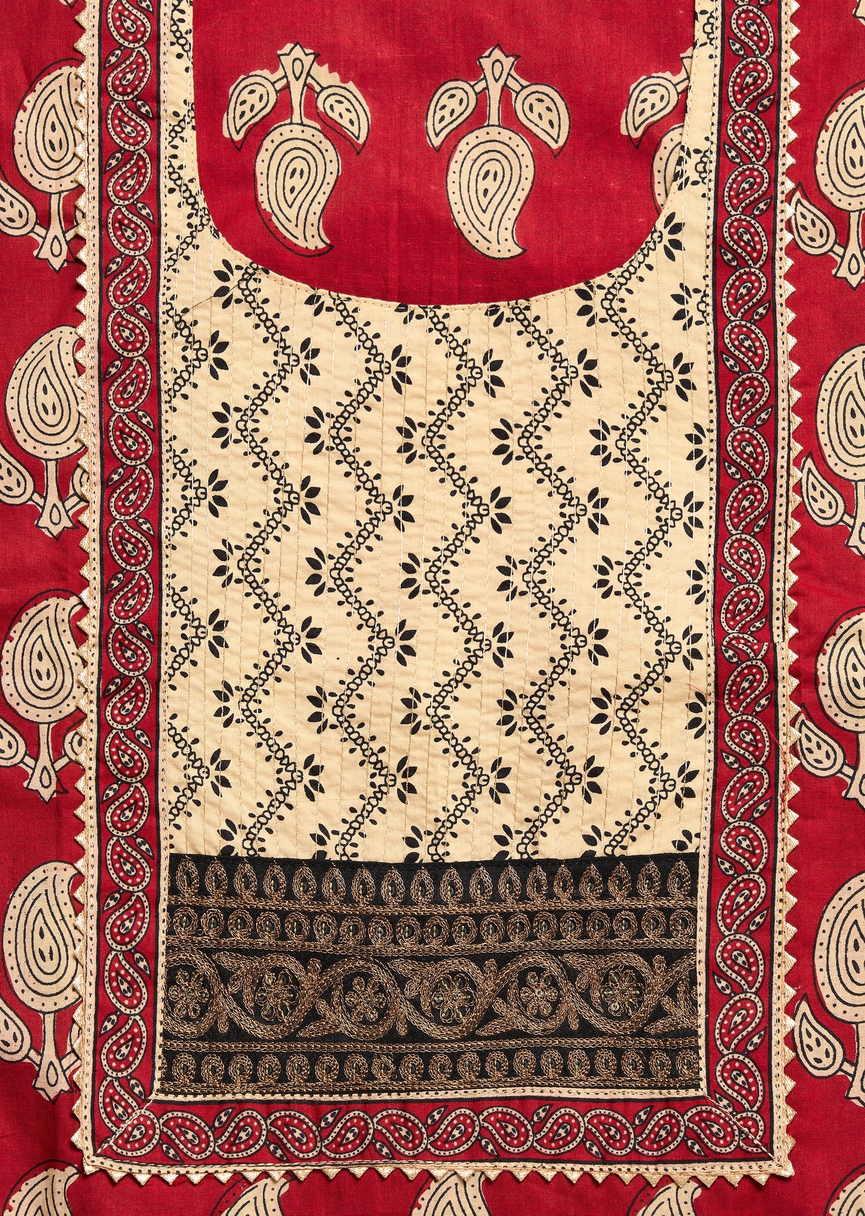 Deep Maroon Cotton Unstitched Suit - Image 2