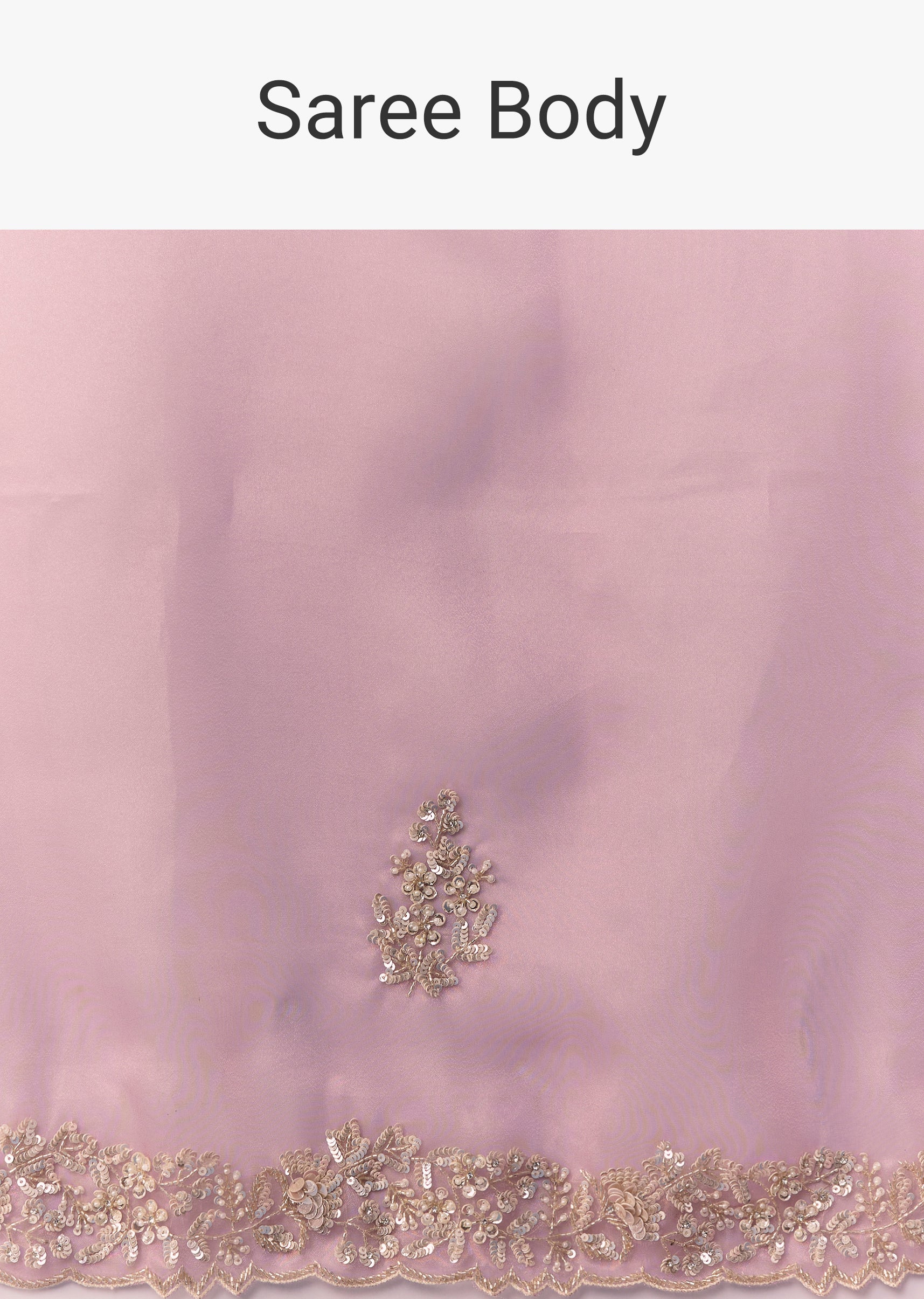 Dusty Pink Embroidered Saree with Blouse Fabric - Image 9