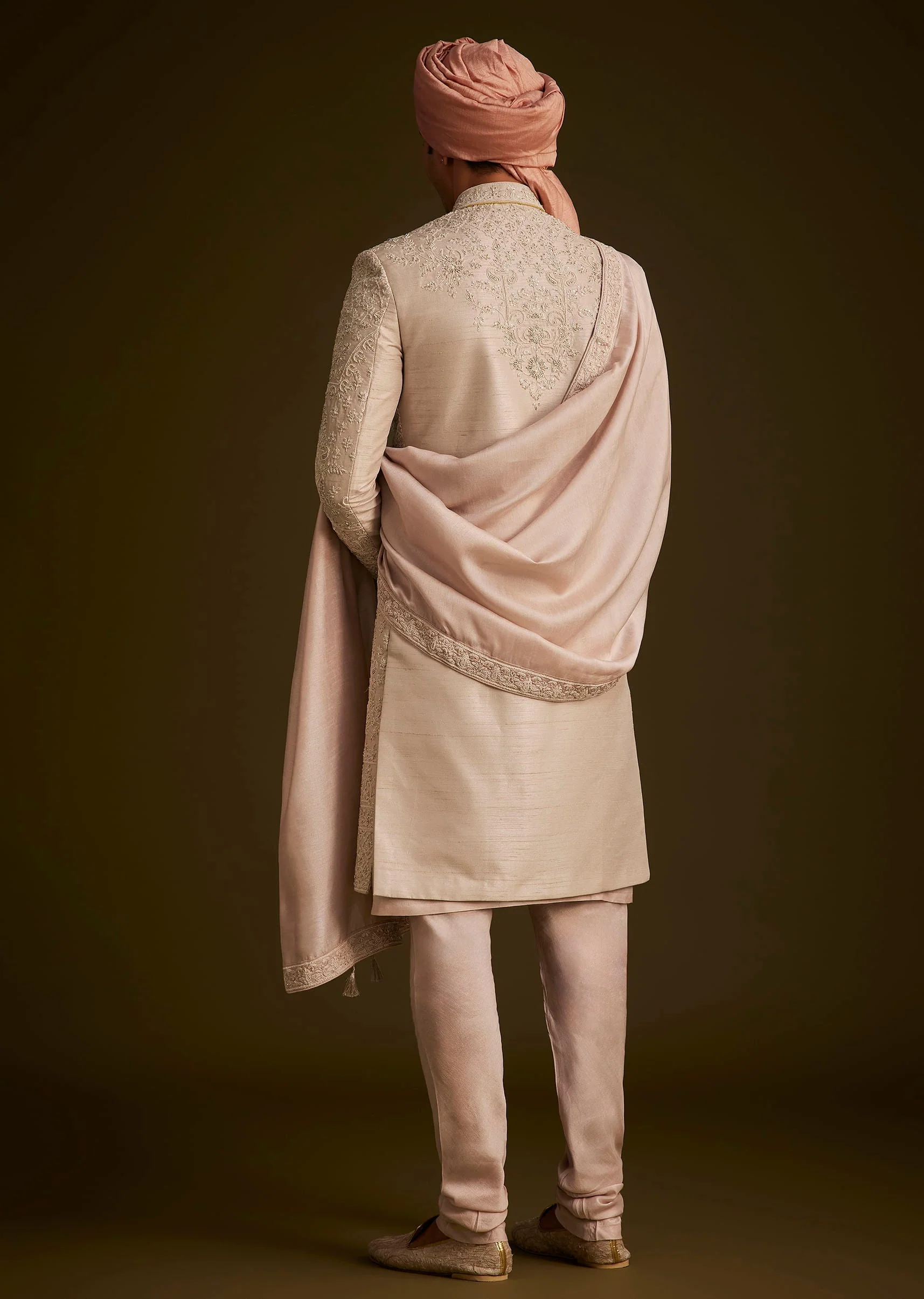 Dusty Pink Embroidered Sherwani Set - Image 5