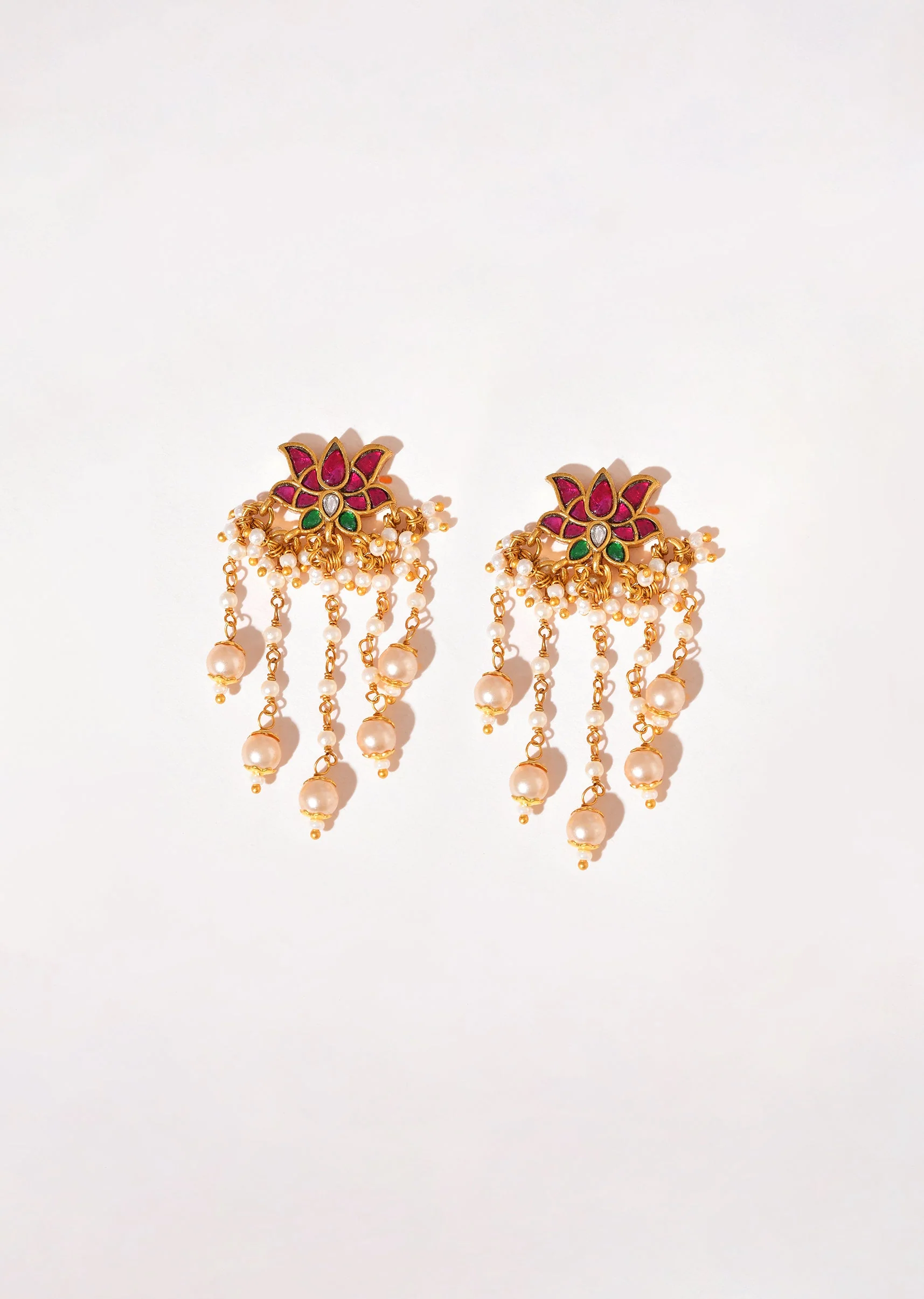 Earrings With Multi color Pachi Kundan Work - Image 2