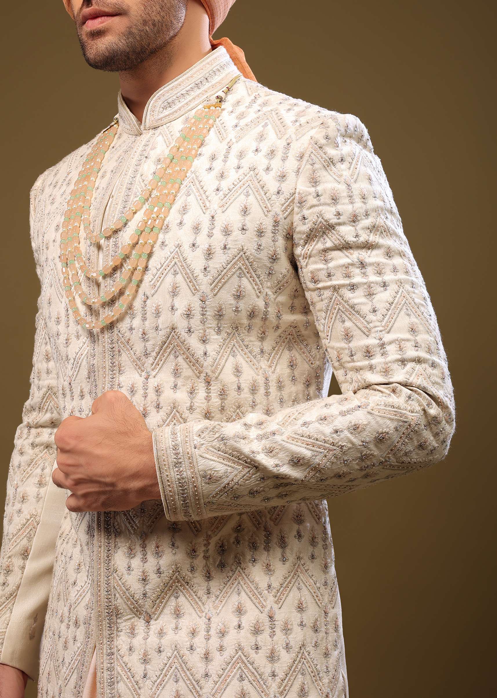 Silk Sherwani Set With Exquisite Embroidery - Image 2