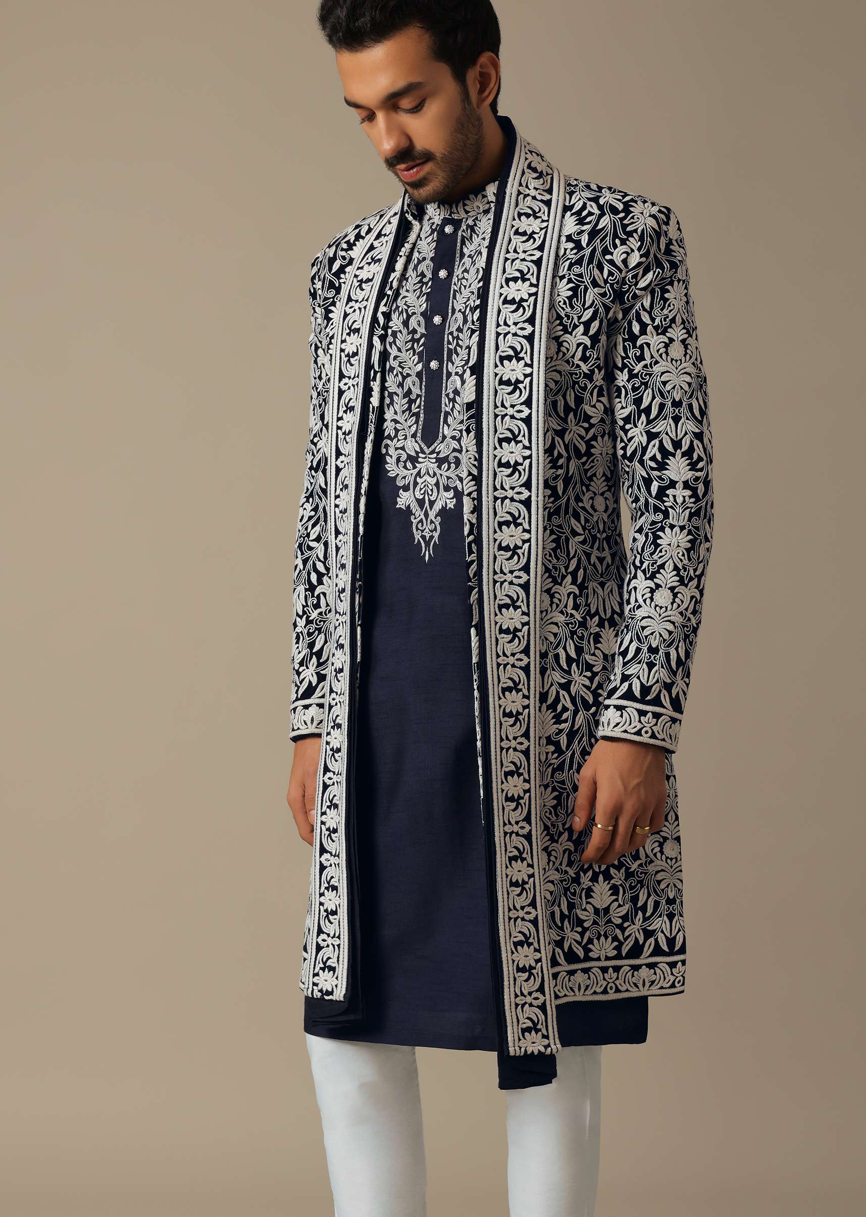 Elegant Blue Groom's Indowestern Ensemble - Image 5