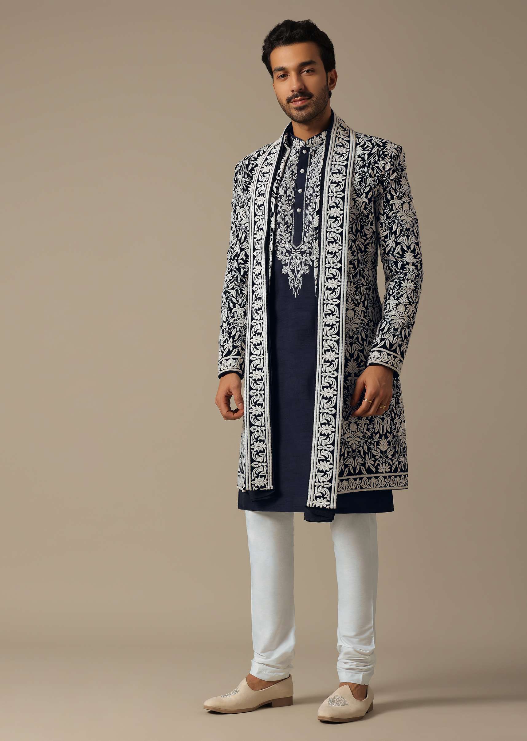 Elegant Blue Groom's Indowestern Ensemble - Image 6