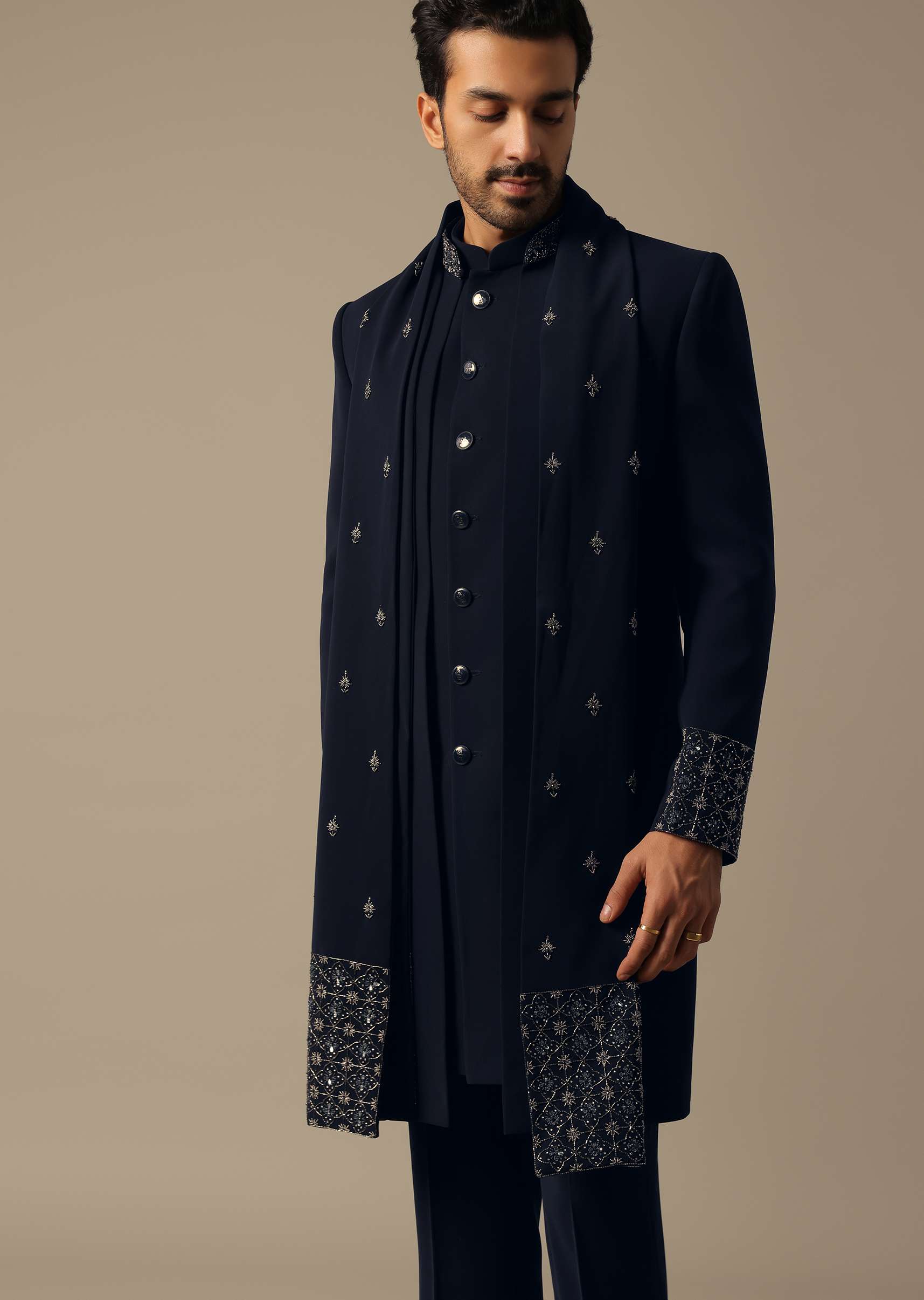 Elegant Blue Indowestern Set For Men - Image 3