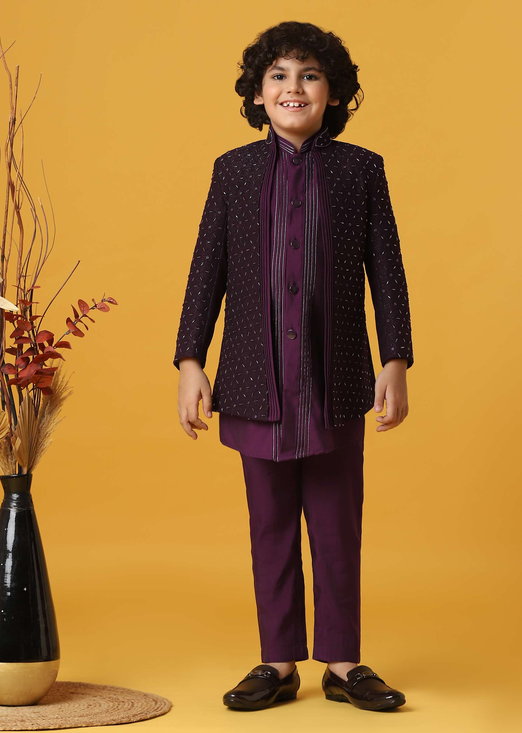 Elegant Embroidered Sherwani Set For Boys - Image 3