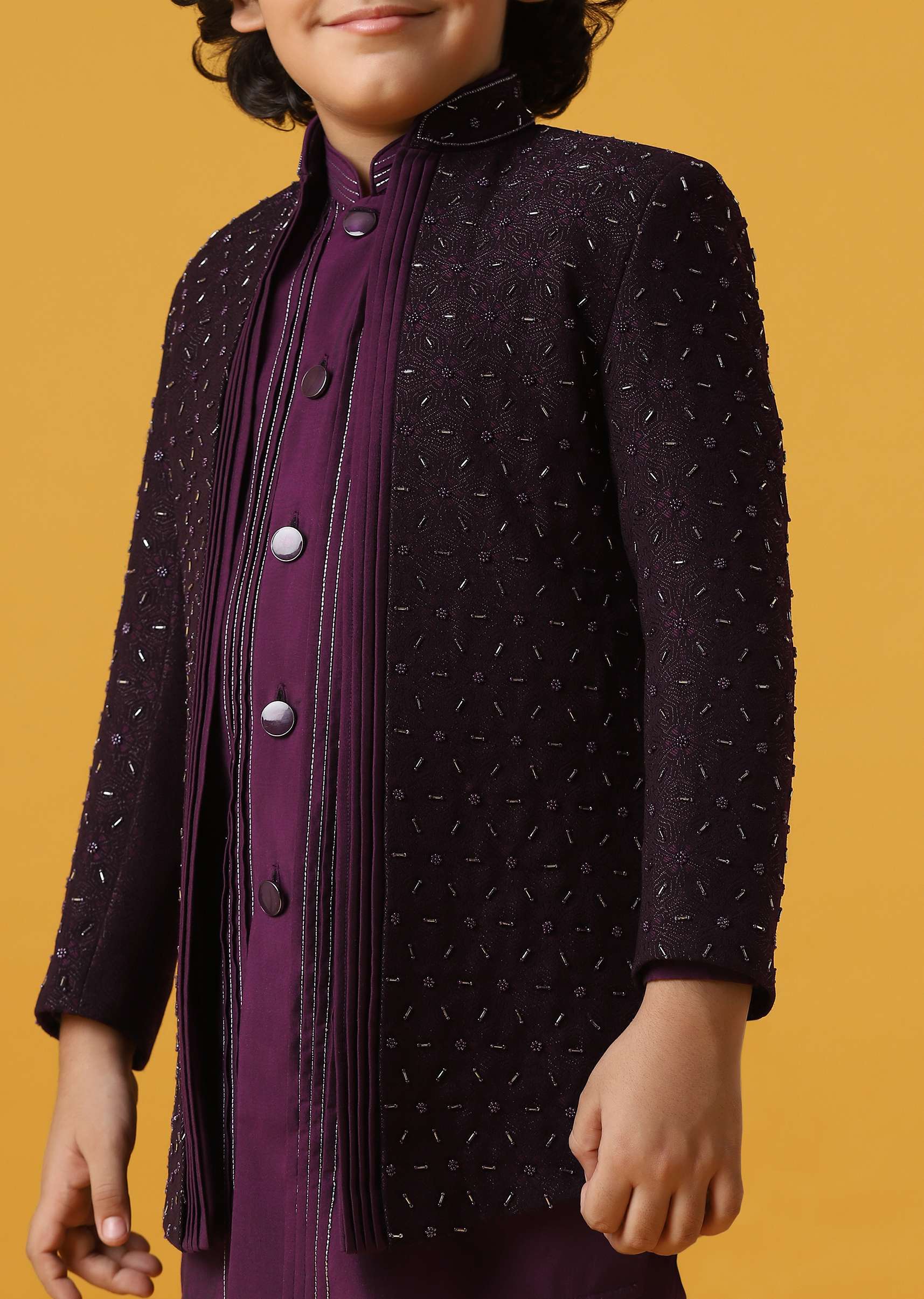Elegant Embroidered Sherwani Set For Boys - Image 4