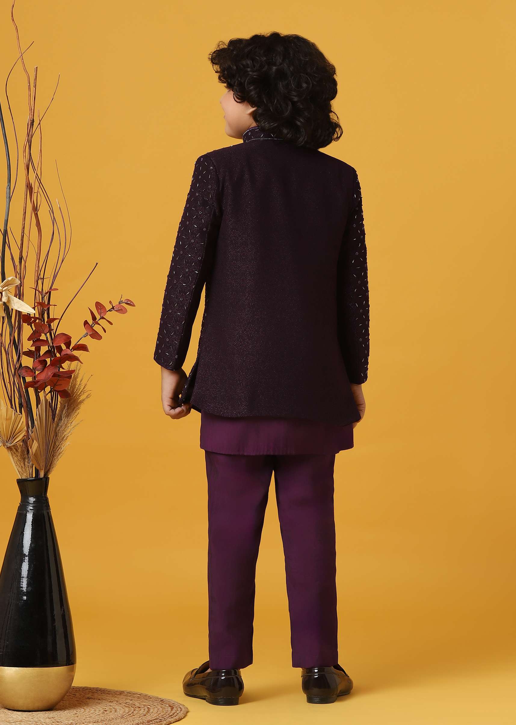 Elegant Embroidered Sherwani Set For Boys - Image 5
