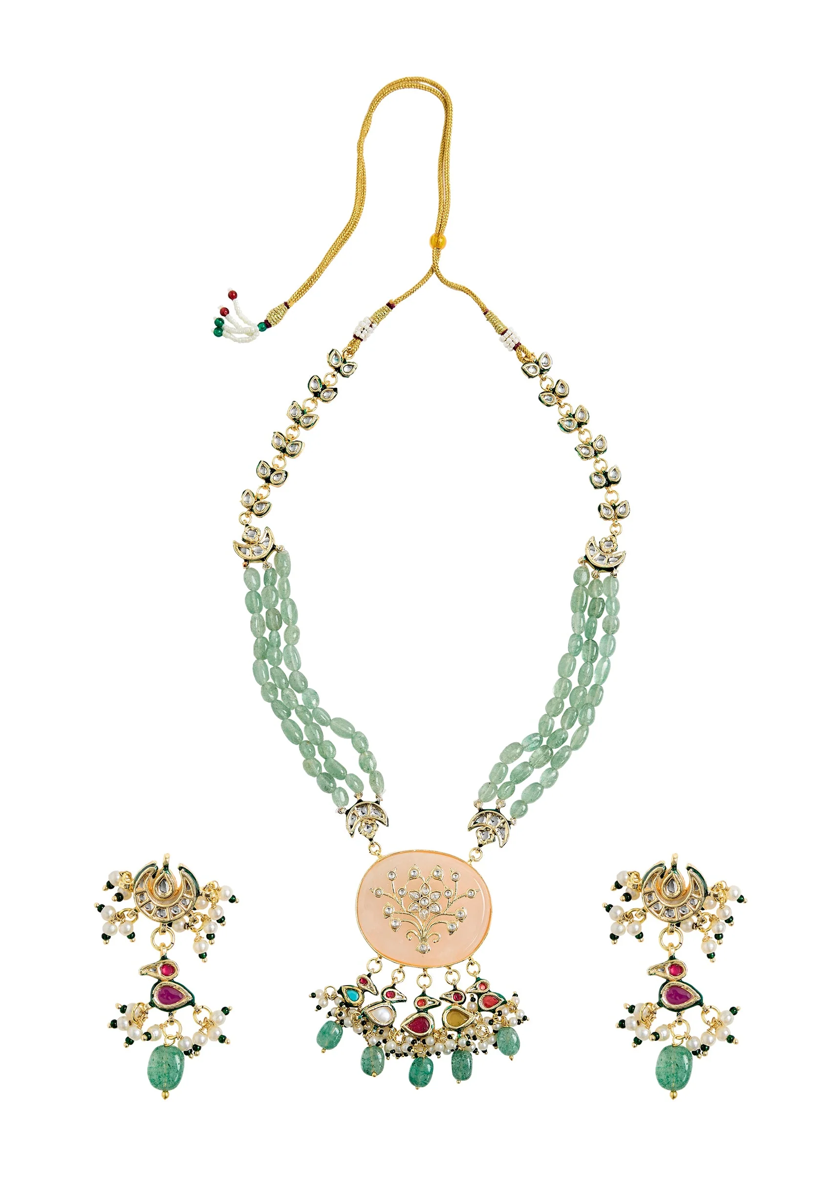 Elegant Green Beaded Necklace Set
