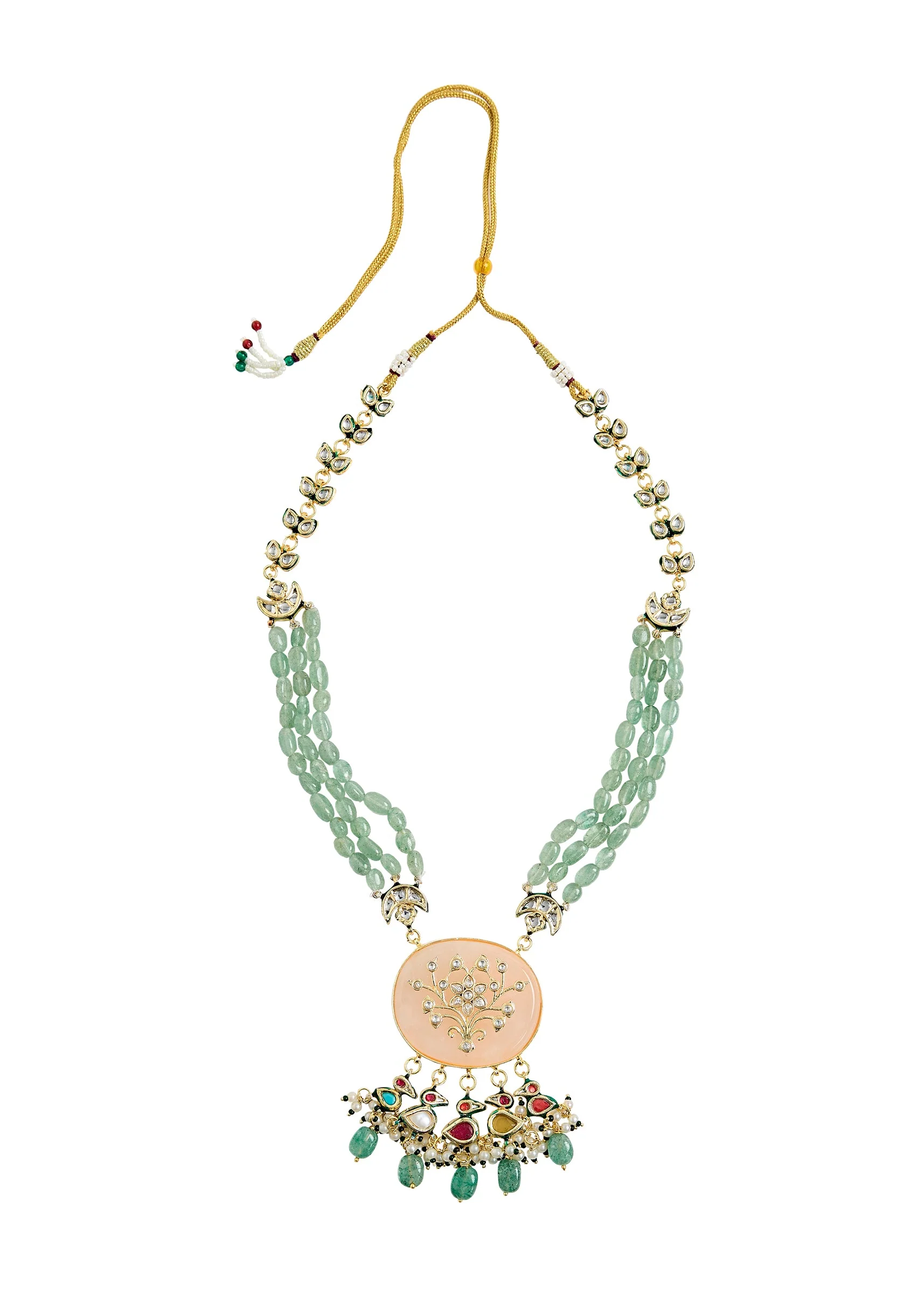 Elegant Green Beaded Necklace Set - Image 2