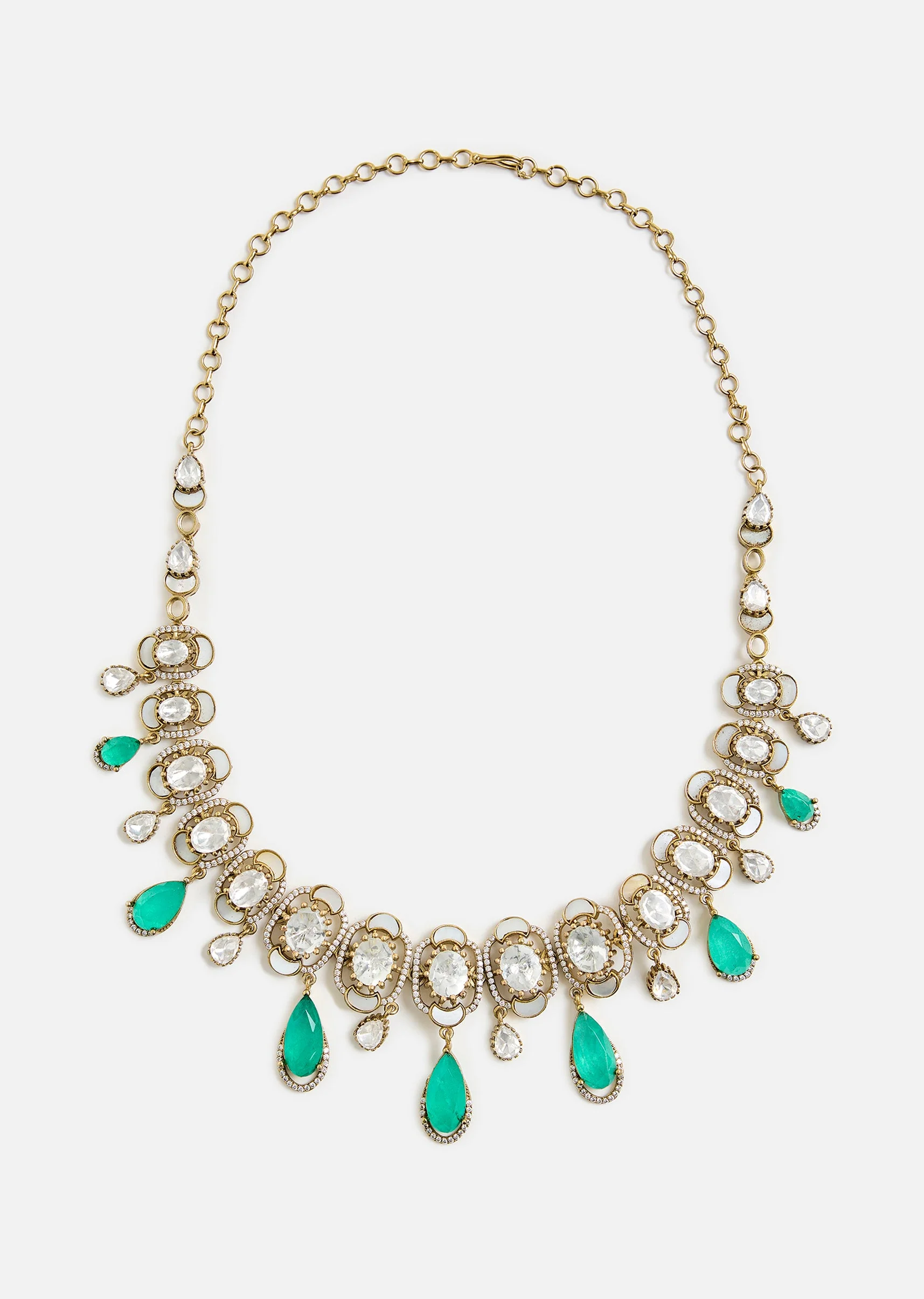 Elegant Green Drop Kundan Necklace Set - Image 3