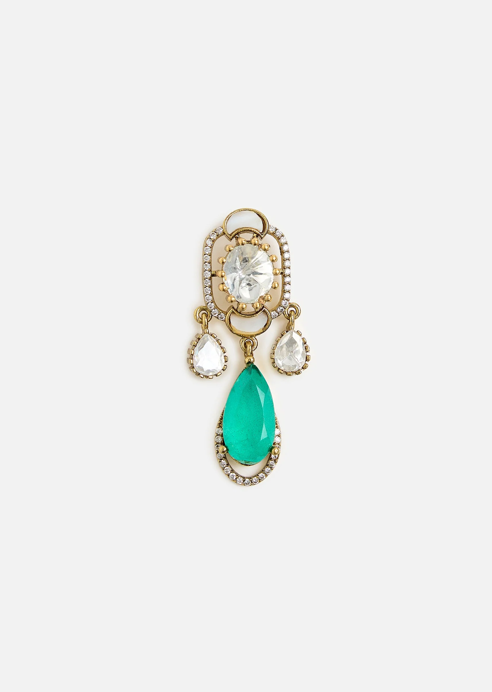 Elegant Green Drop Kundan Necklace Set - Image 5