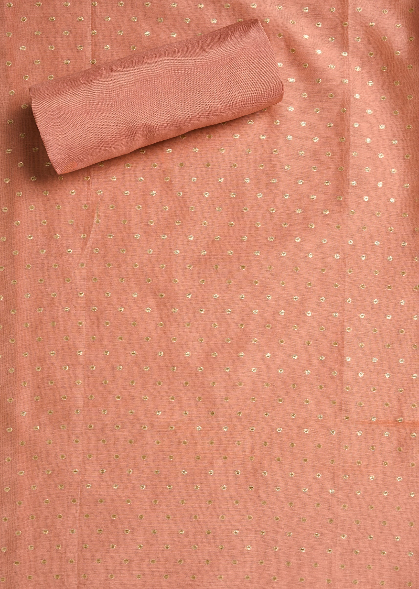 Elegant Peach Chanderi Suit Unstitched with Dupatta - Image 4