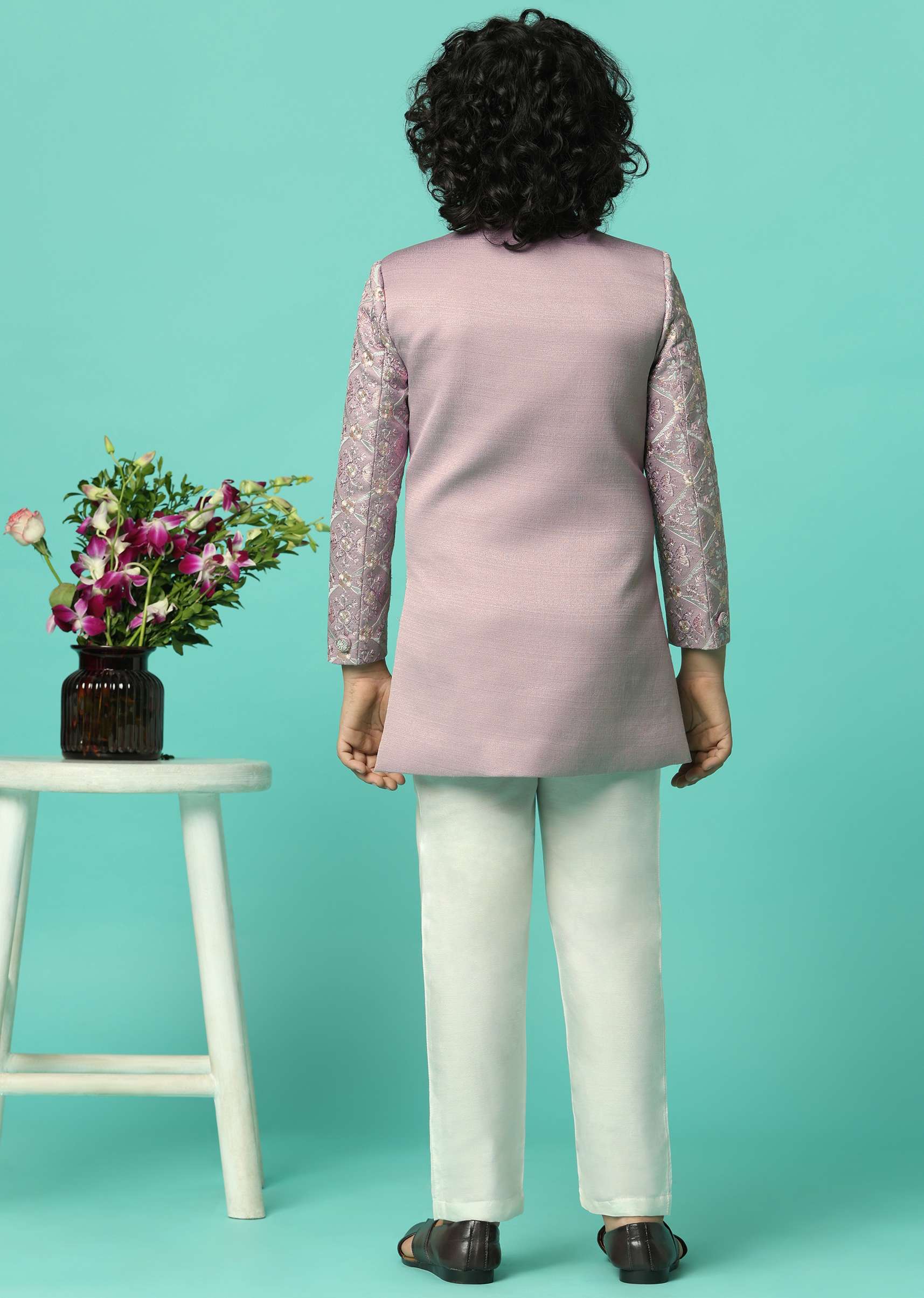 Elegant Peach Sherwani Set For Boys - Image 5