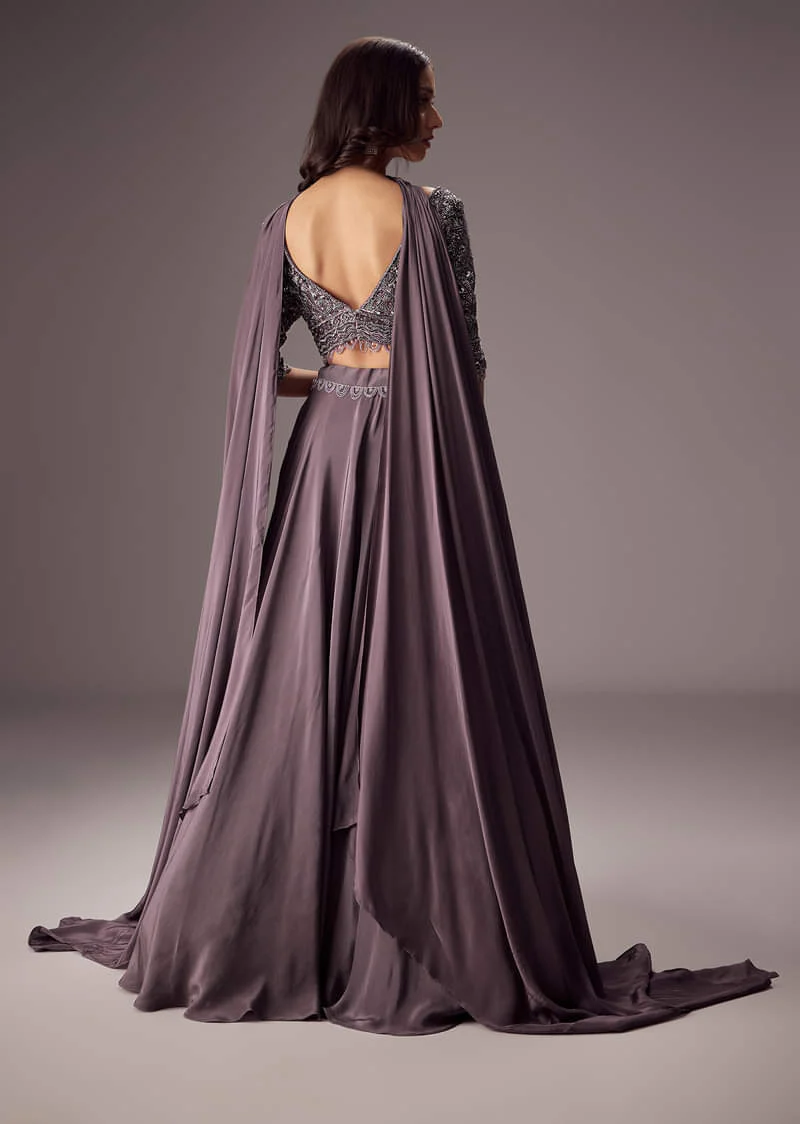 Elegant Purple Lehenga With Double Circular Flare - Image 2
