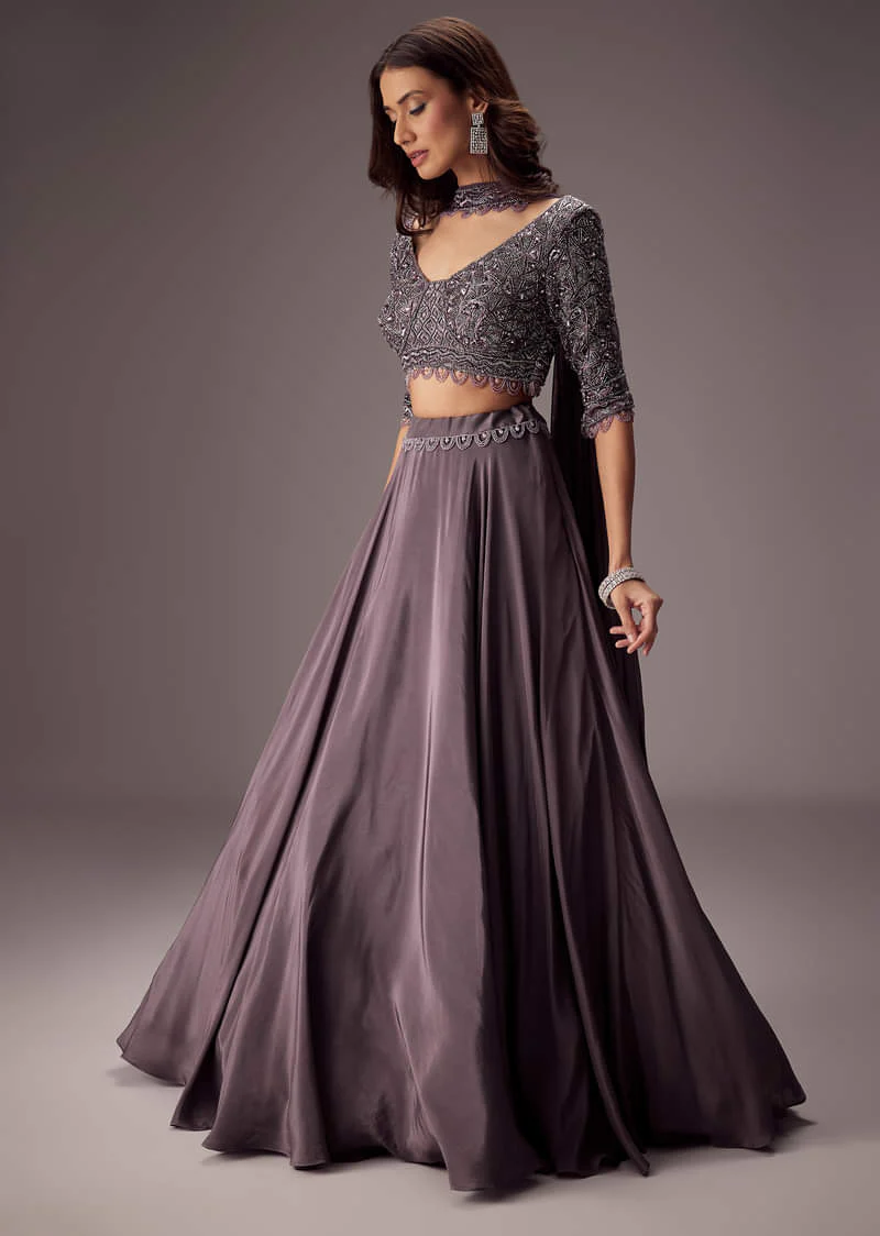 Elegant Purple Lehenga With Double Circular Flare - Image 4