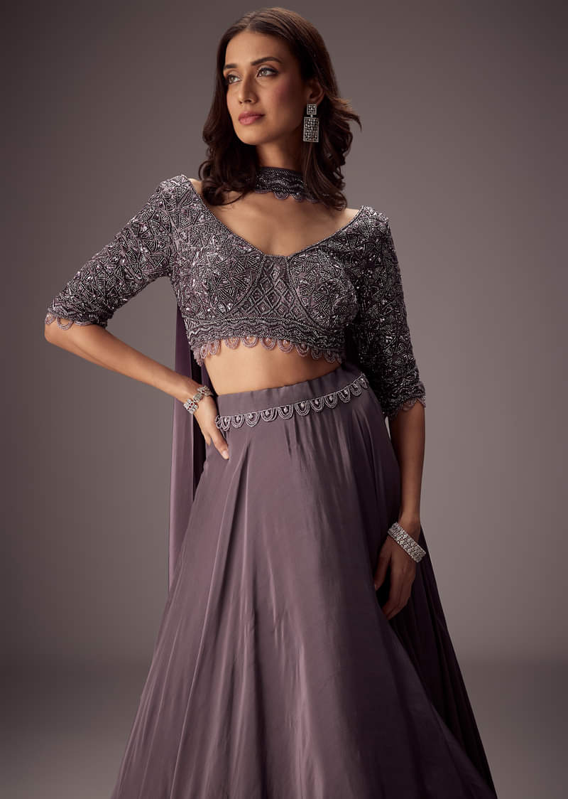 Elegant Purple Lehenga With Double Circular Flare - Image 5