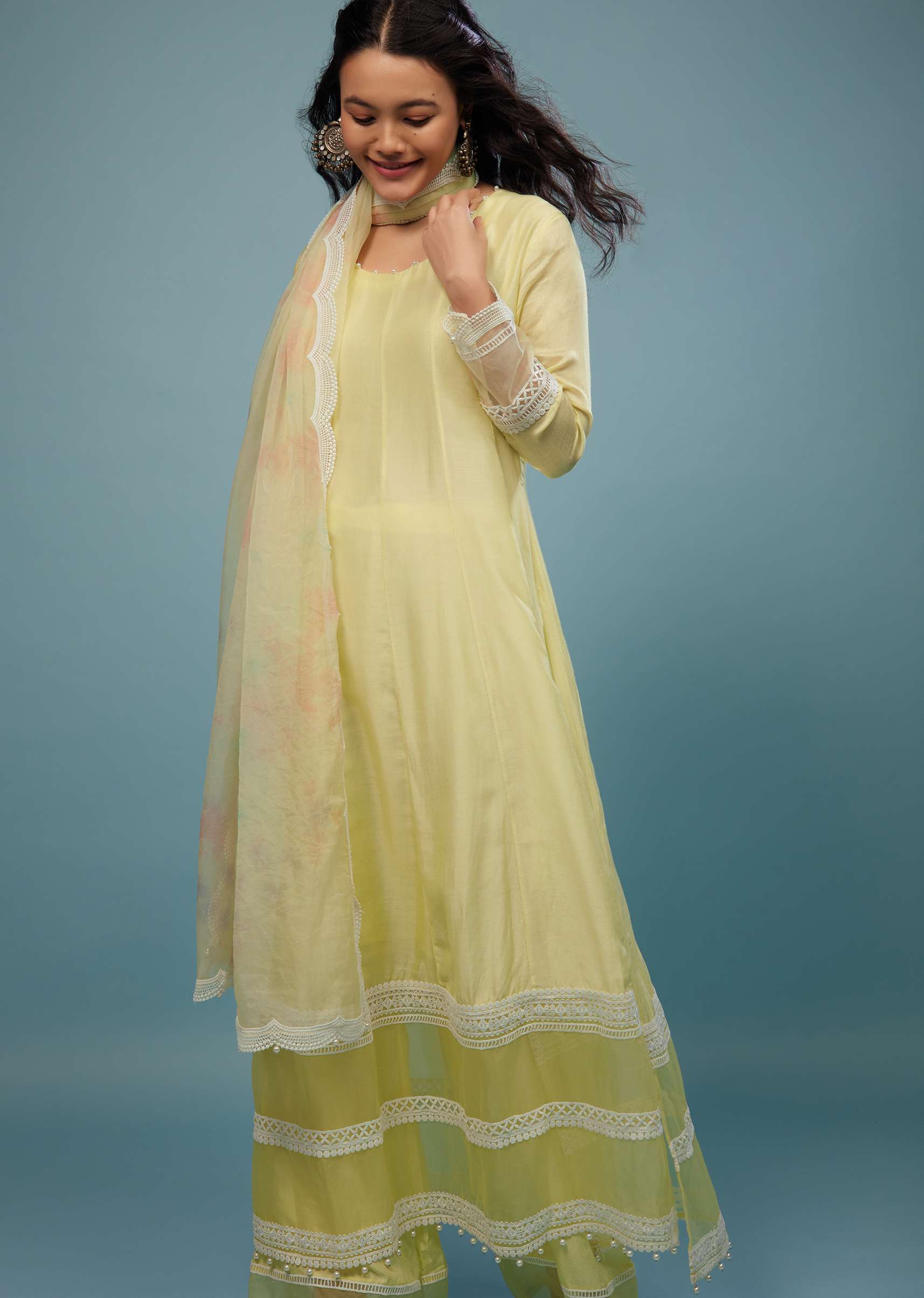 Daffodils Yellow Palazzo Suit In Viscose Silk - Image 4