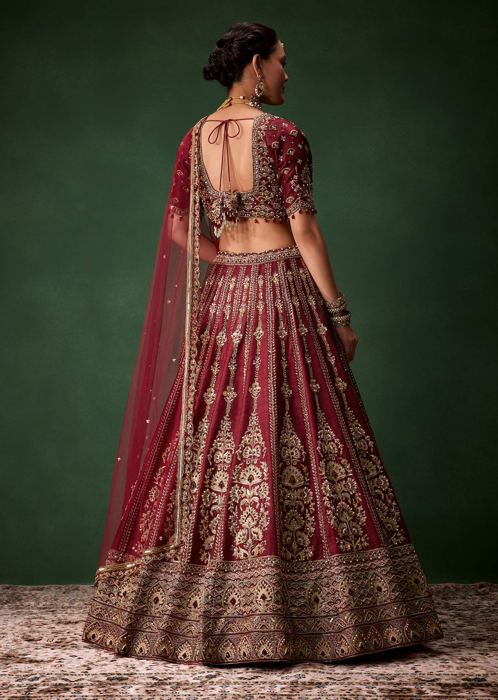 Embellished Bridal Lehenga Heavy Work Set with Two Dupattas - Image 2