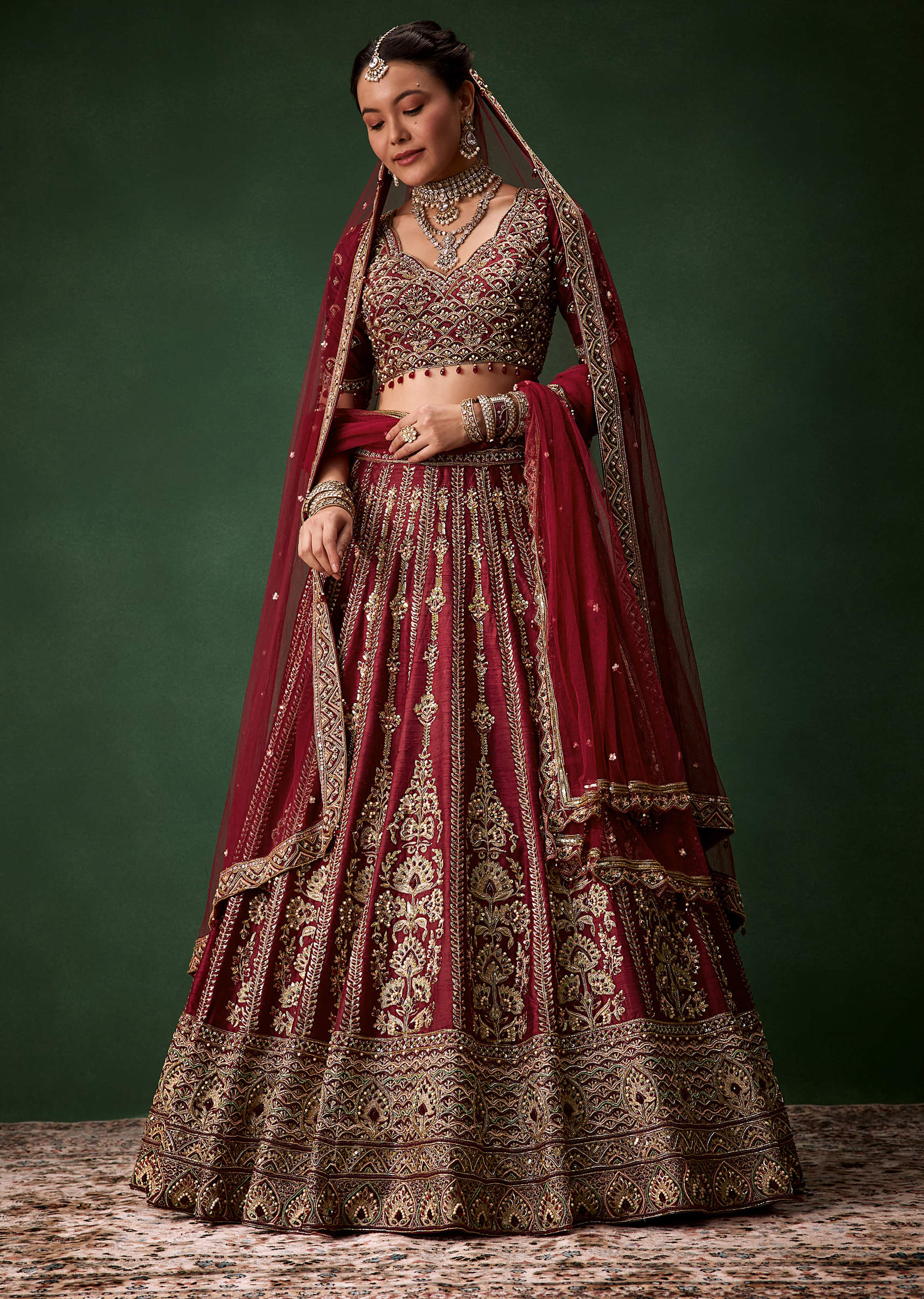 Embellished Bridal Lehenga Heavy Work Set with Two Dupattas - Image 4